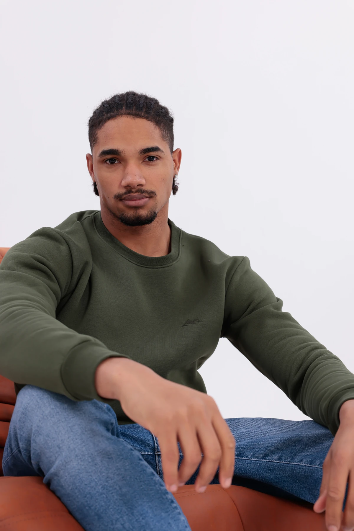 Sıfır4 Comfort Fit 3 İplik Şardonlu Sweatshirt -Haki