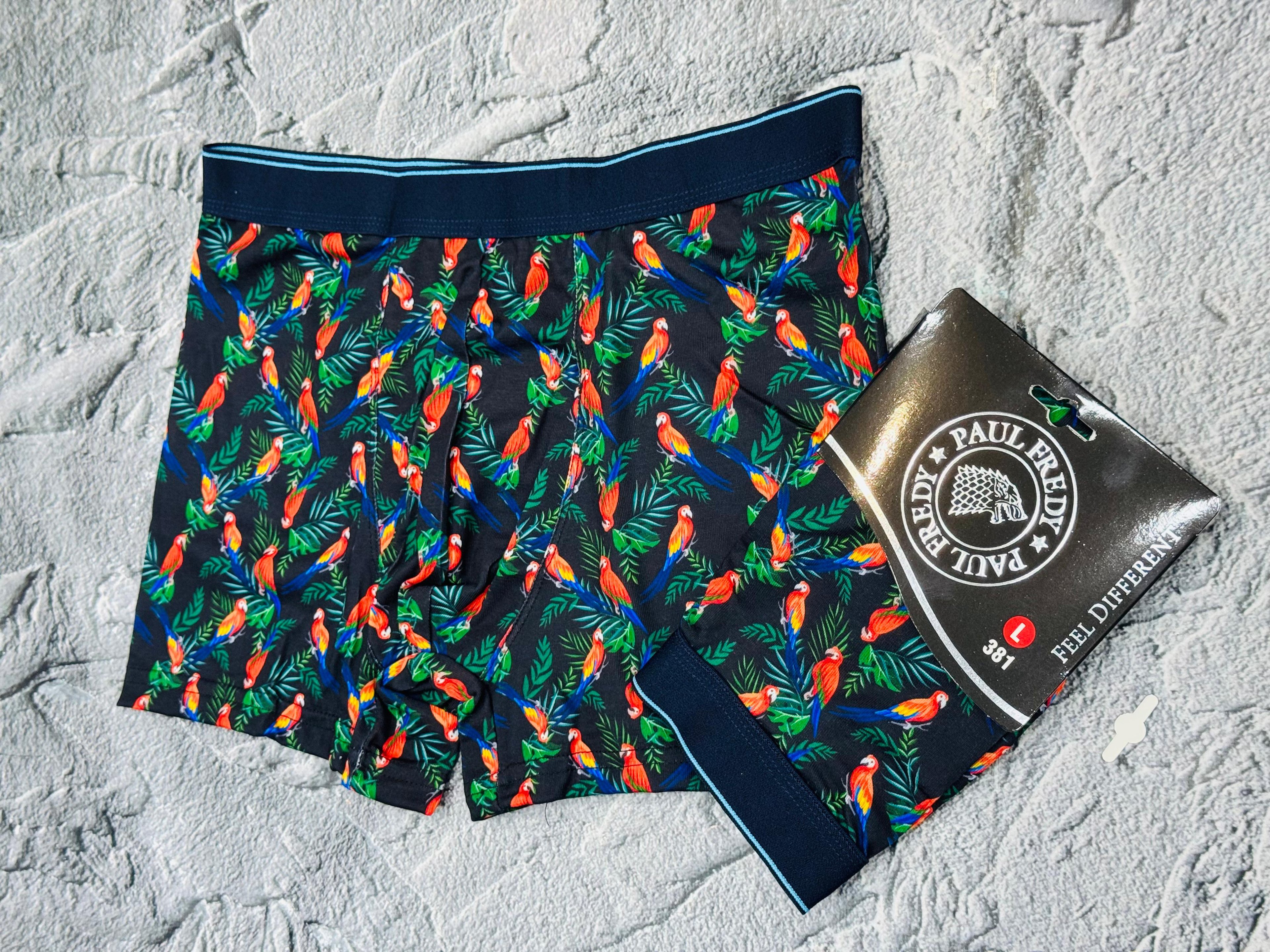 Boxer Lacivert Papağan Desenli