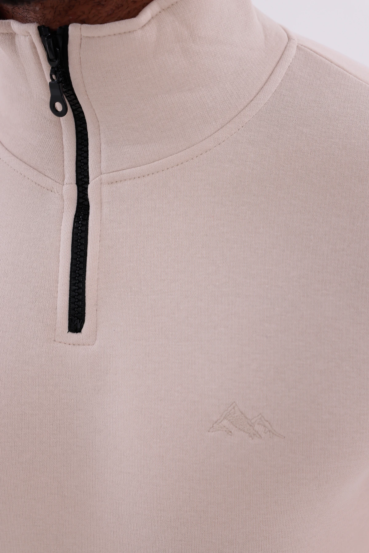 Sıfır4 Yarım Fermuarlı 3 iplik şardonlu  Sweatshirt Krem