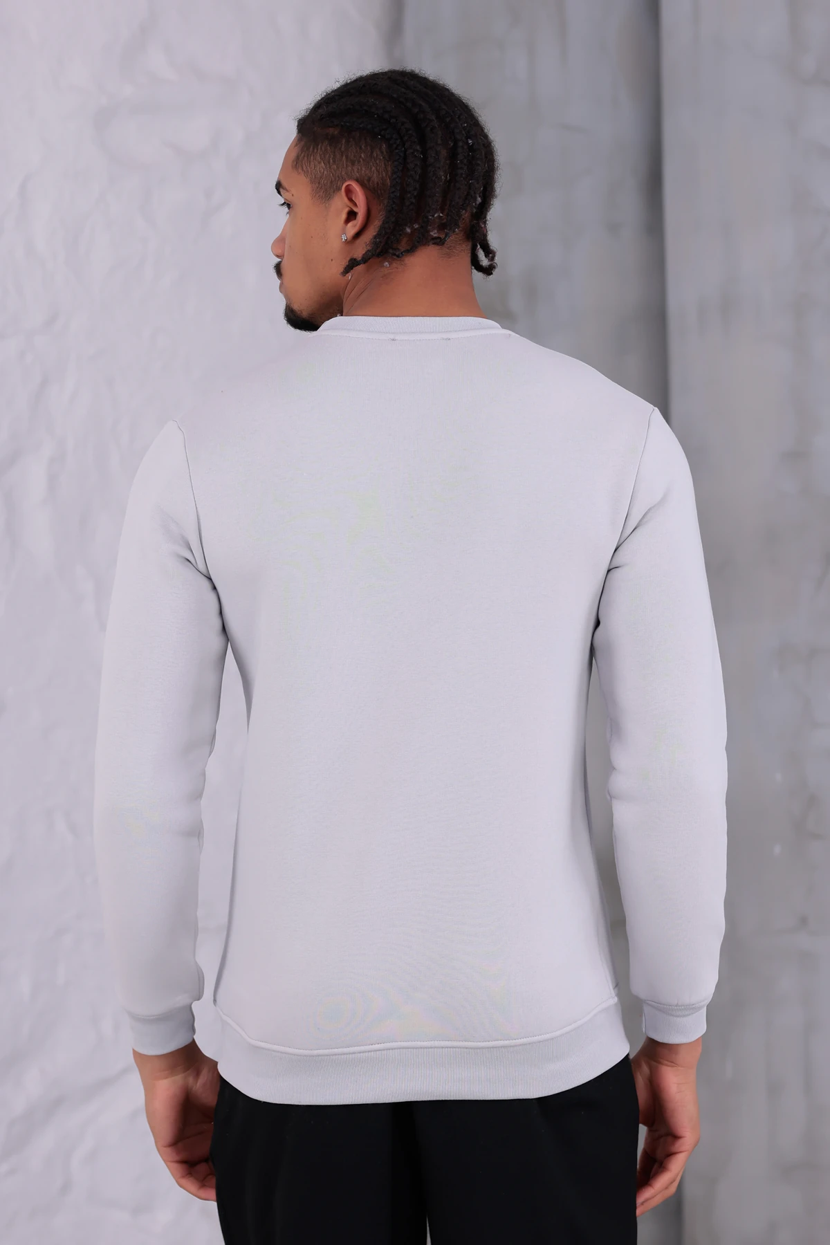 Sıfır4 Comfort Fit 3 İplik Şardonlu Sweatshirt açık gri