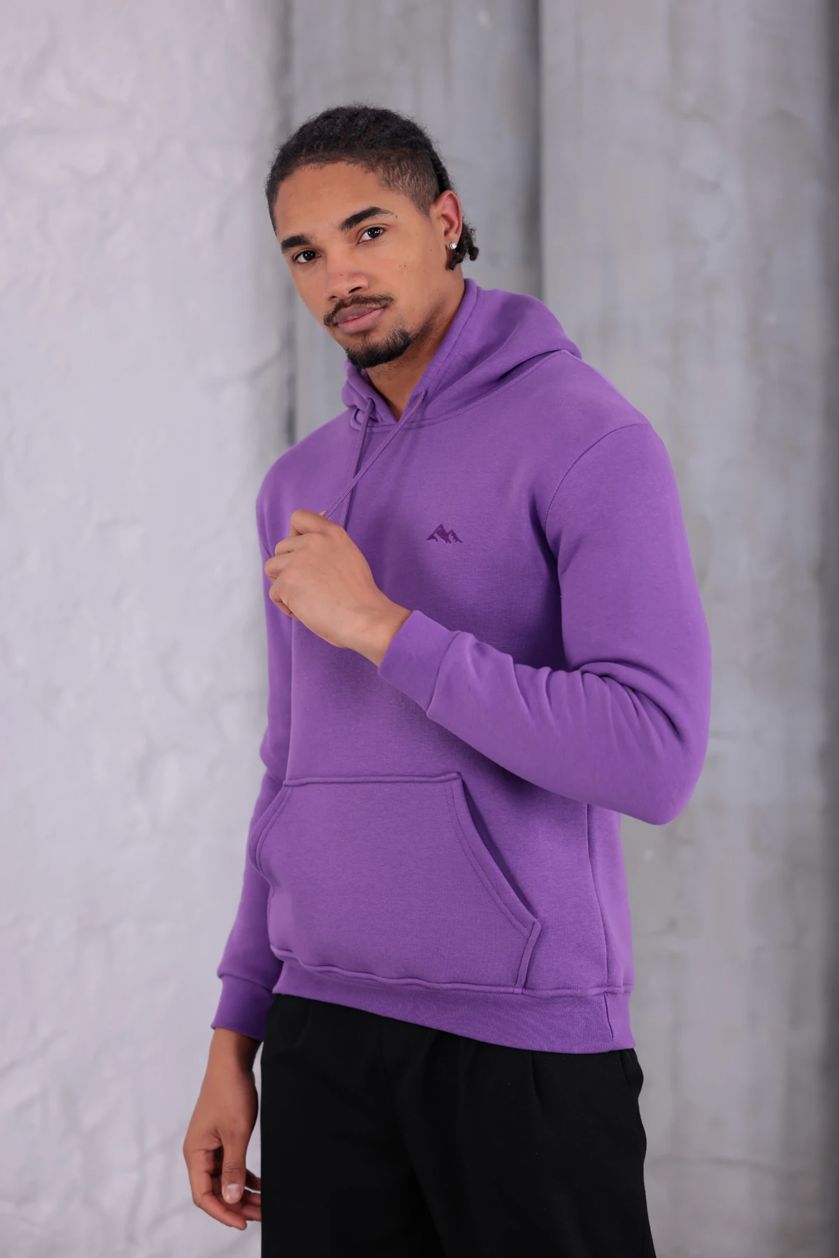 SIFIR4 3 İplik Şardonlu Kapüşonlu Sweatshirt Mor