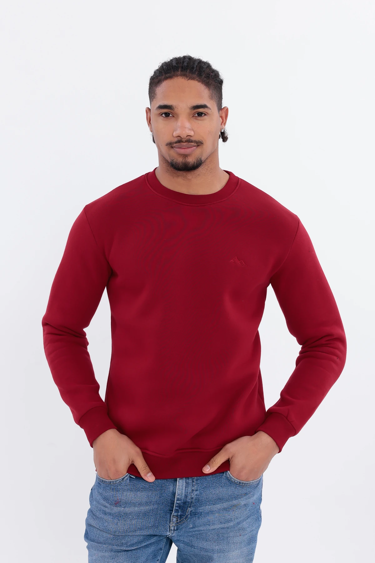 Sıfır4 Comfort Fit 3 İplik Şardonlu Sweatshirt  bordo