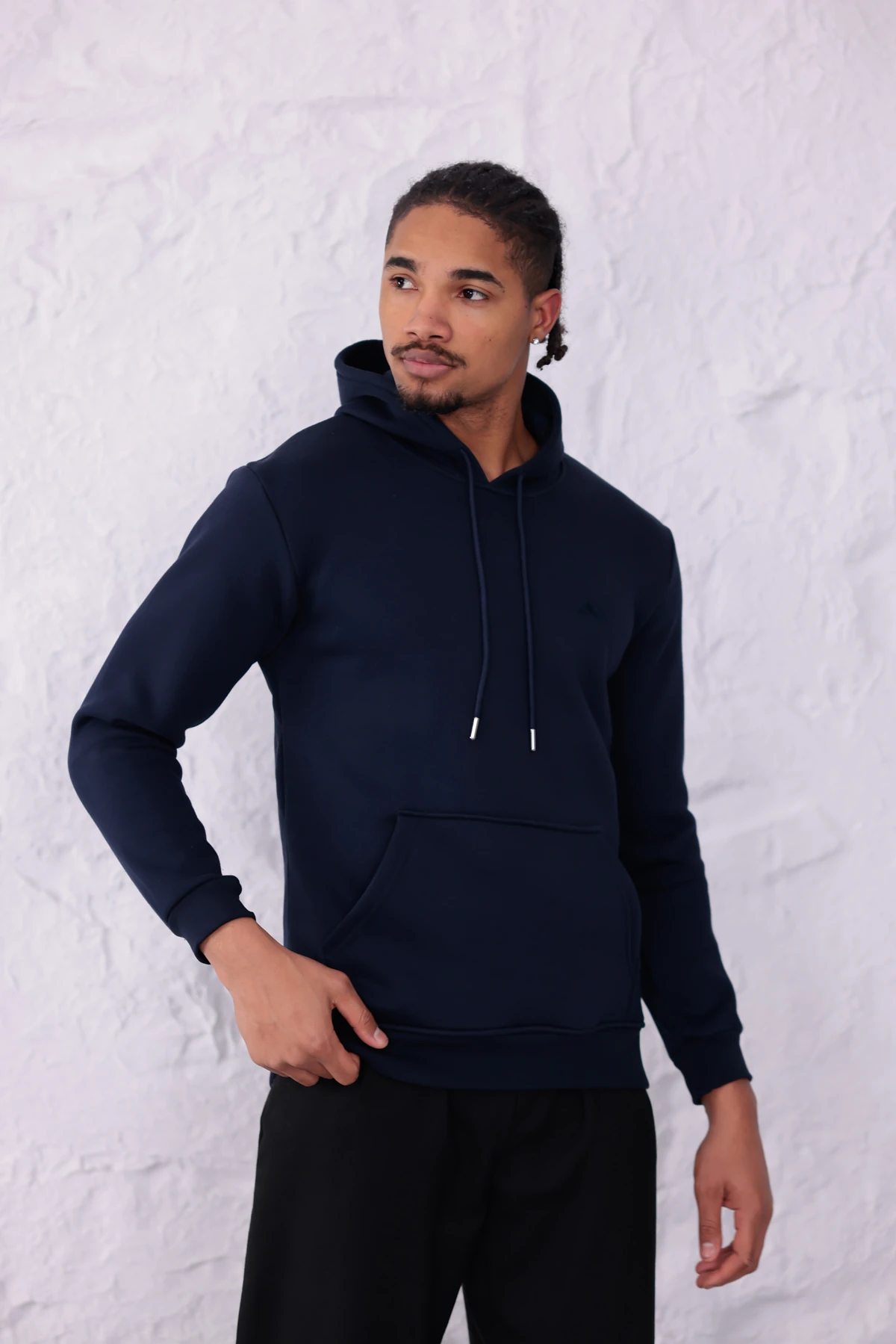 SIFIR4 3 İplik Şardonlu Kapüşonlu Sweatshirt Lacivert