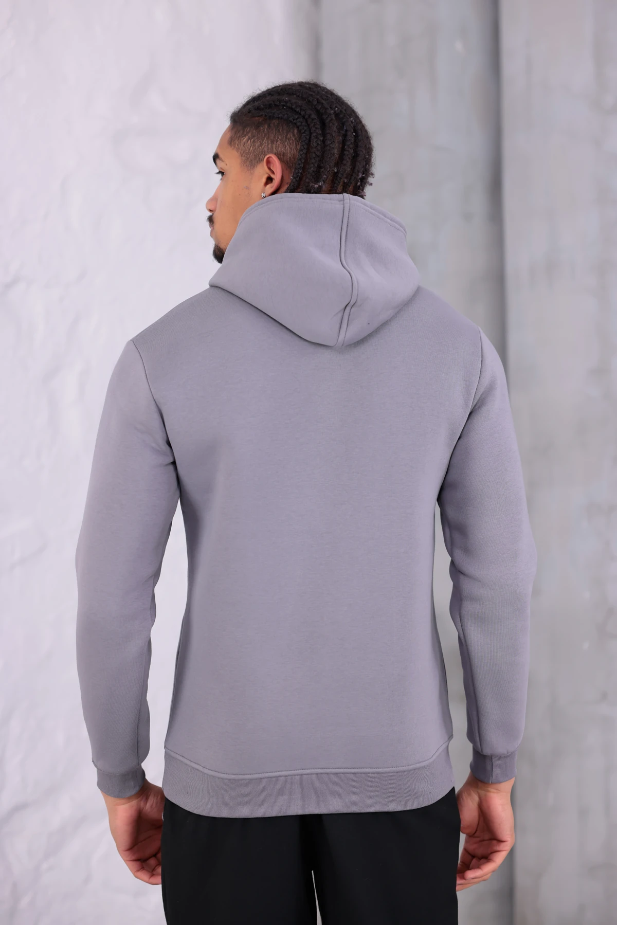 SIFIR4 3 İplik Şardonlu Kapüşonlu Sweatshirt Koyu Gri