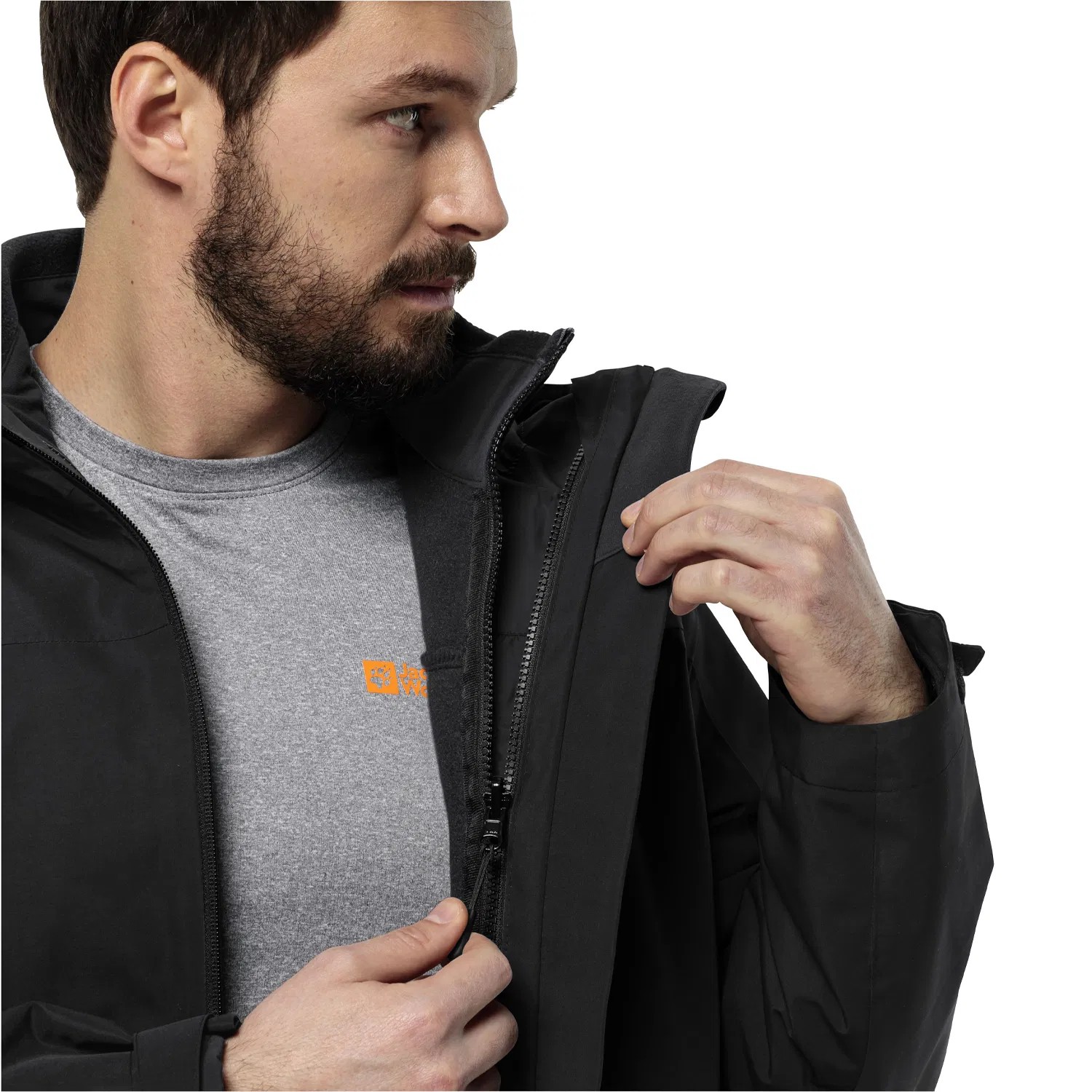 Jack Wolfskin Taubenberg 3in1 Erkek Siyah Outdoor mont - Siyah su rüzgar geçirmez 1115311_600_400