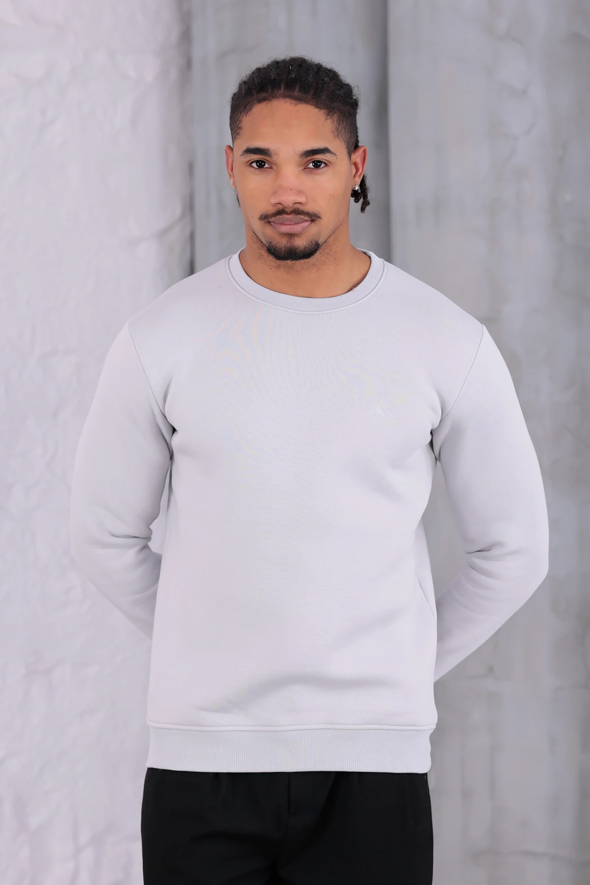 Sıfır4 Comfort Fit 3 İplik Şardonlu Sweatshirt açık gri