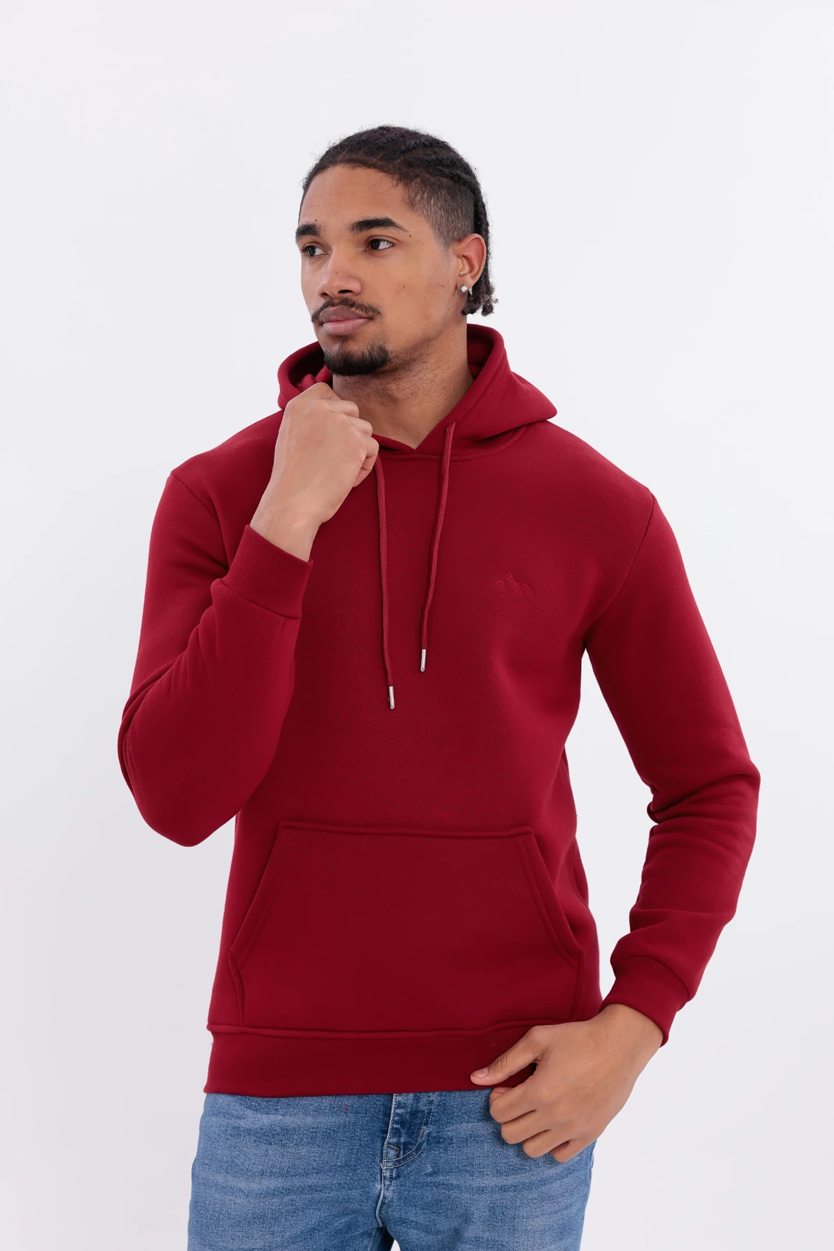 SIFIR4 3 İplik Şardonlu Kapüşonlu Sweatshirt Bordo