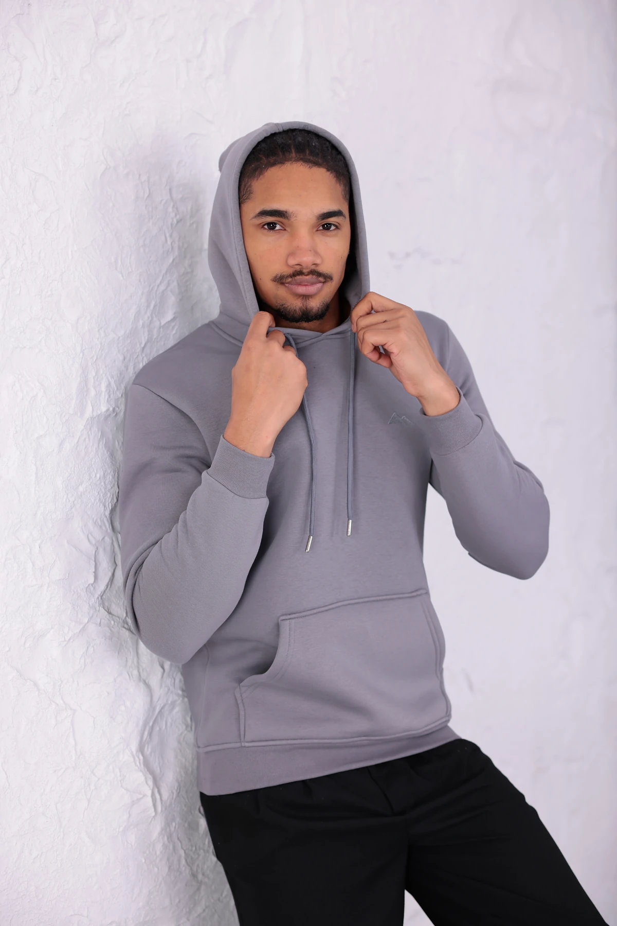 SIFIR4 3 İplik Şardonlu Kapüşonlu Sweatshirt Koyu Gri