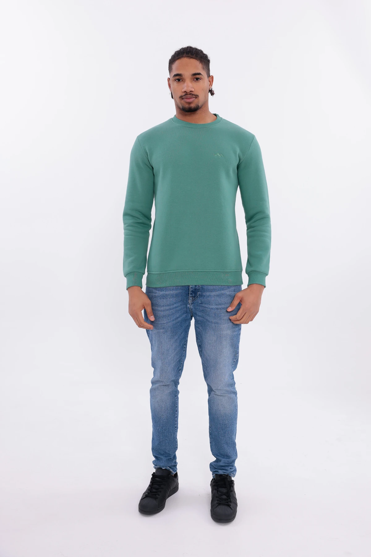Sıfır4 Comfort Fit 3 İplik Şardonlu Sweatshirt  yeşil