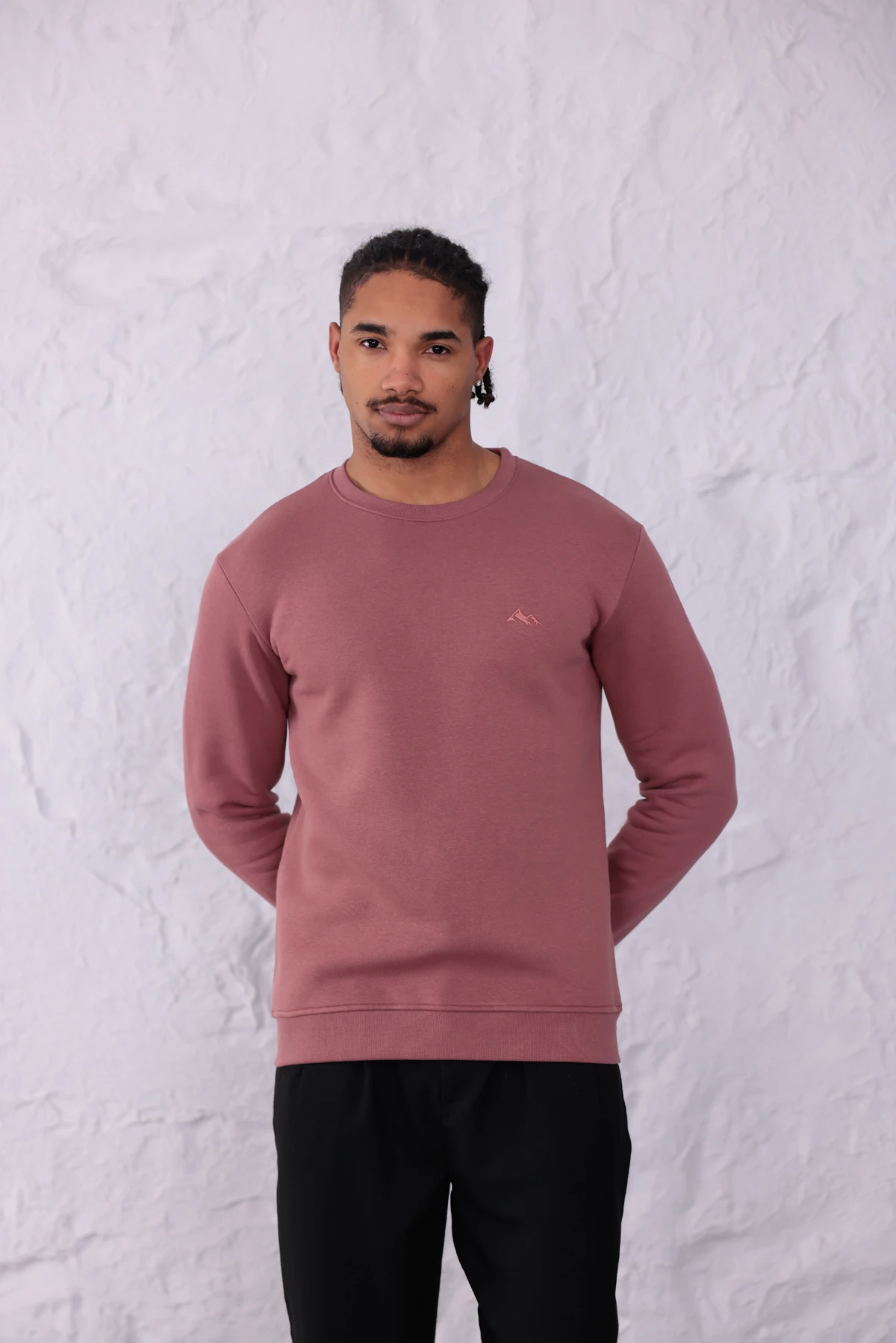 Sıfır4 Comfort Fit 3 İplik Şardonlu Sweatshirt pudra pembesi