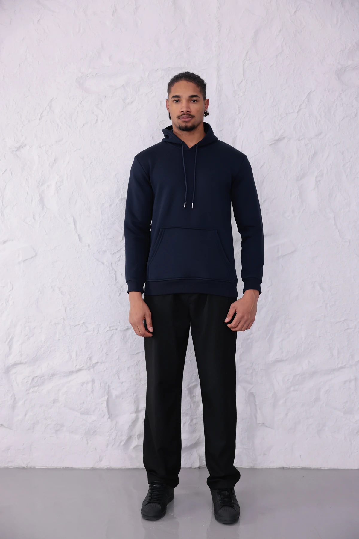 SIFIR4 3 İplik Şardonlu Kapüşonlu Sweatshirt Lacivert