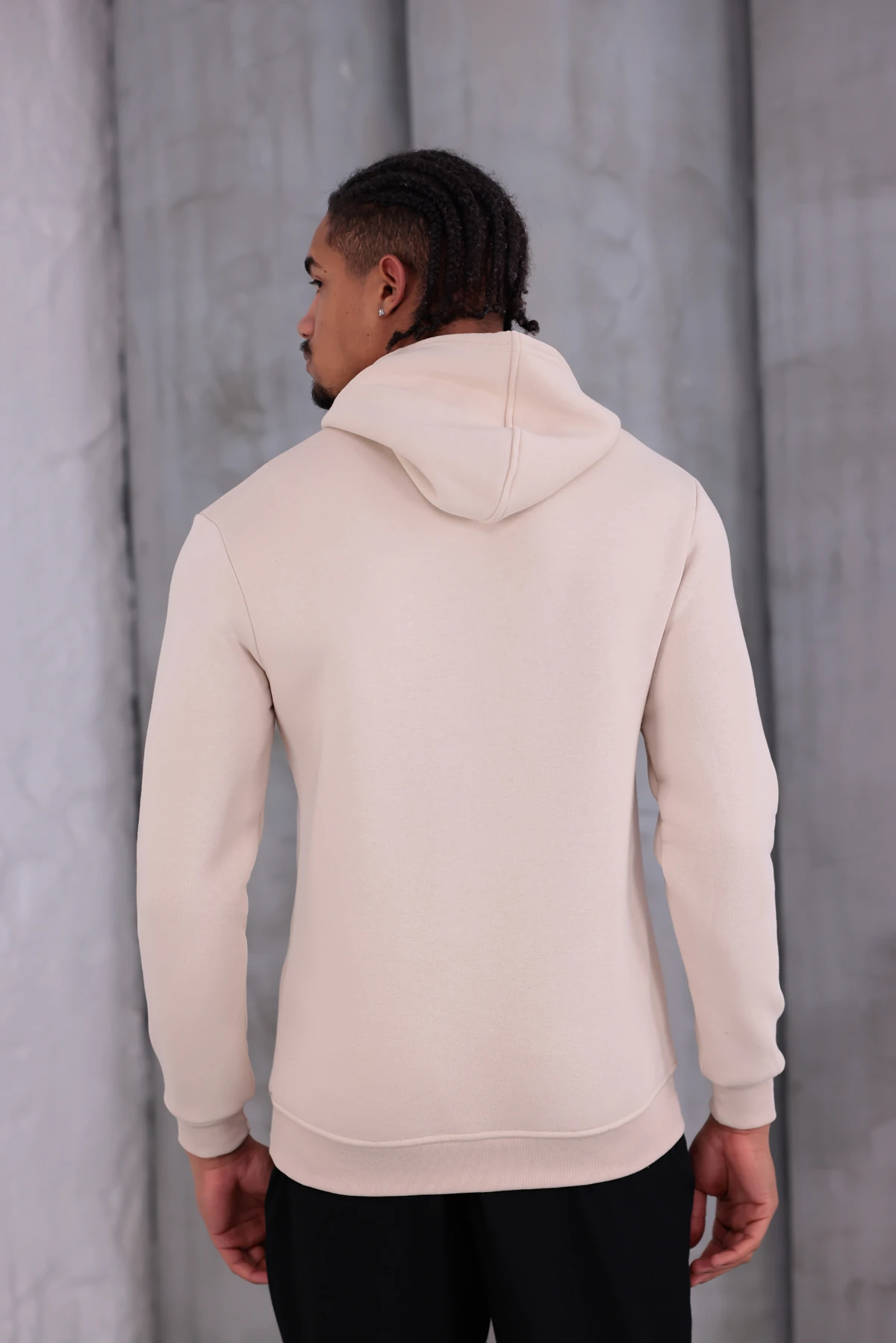 SIFIR4 3 İplik Şardonlu Kapüşonlu Sweatshirt Koyu Krem