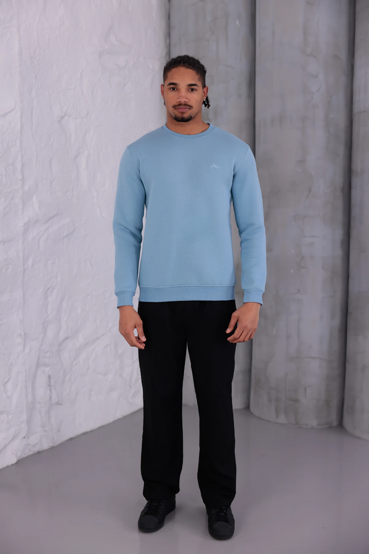 Sıfır4 Comfort Fit 3 İplik Şardonlu Sweatshirt gök yüzü mavisi