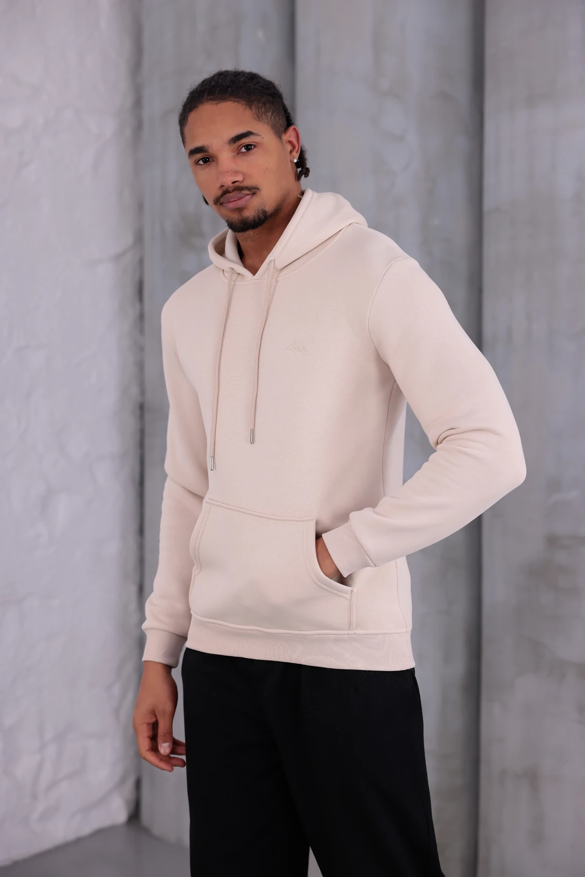 SIFIR4 3 İplik Şardonlu Kapüşonlu Sweatshirt Koyu Krem