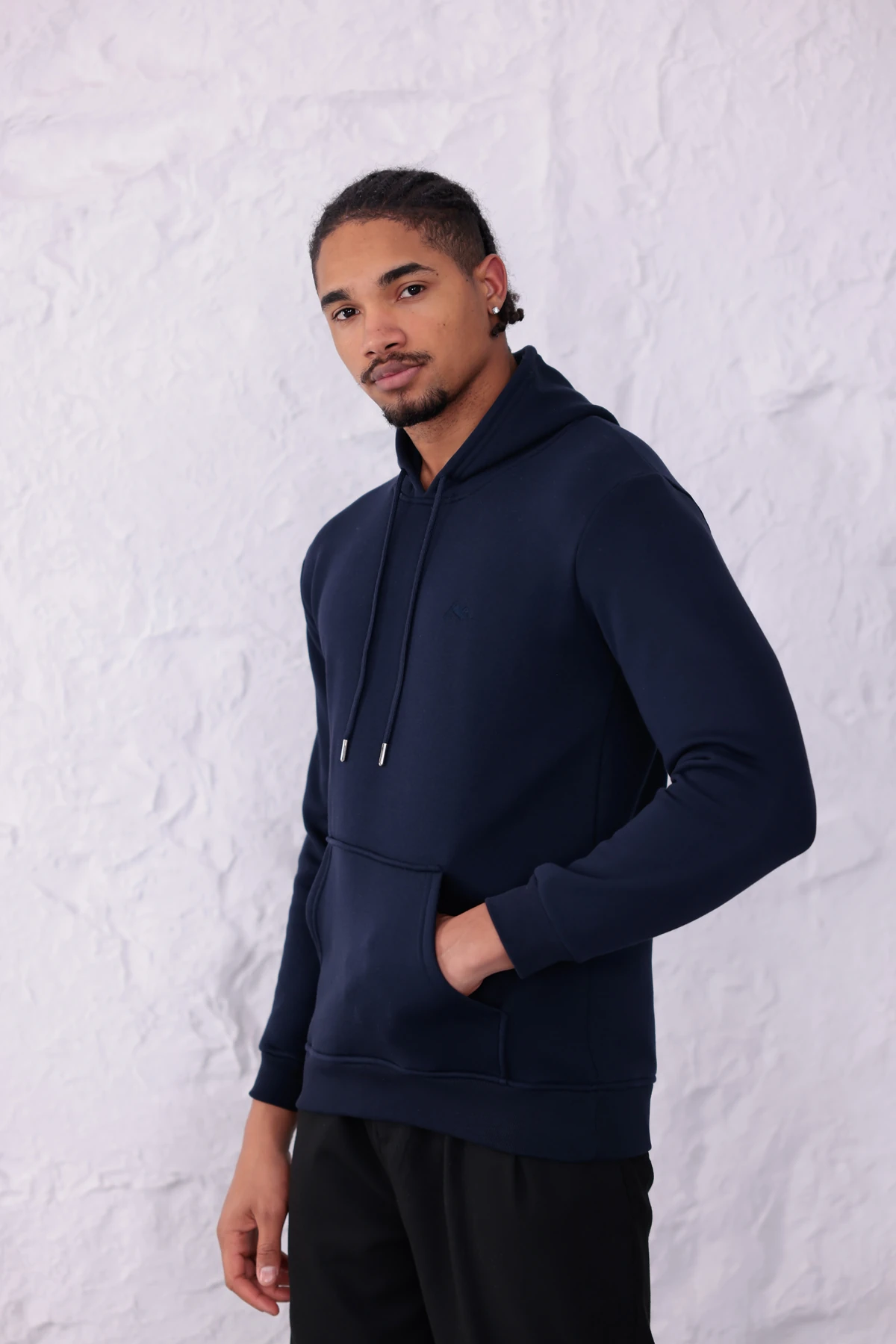 SIFIR4 3 İplik Şardonlu Kapüşonlu Sweatshirt Lacivert