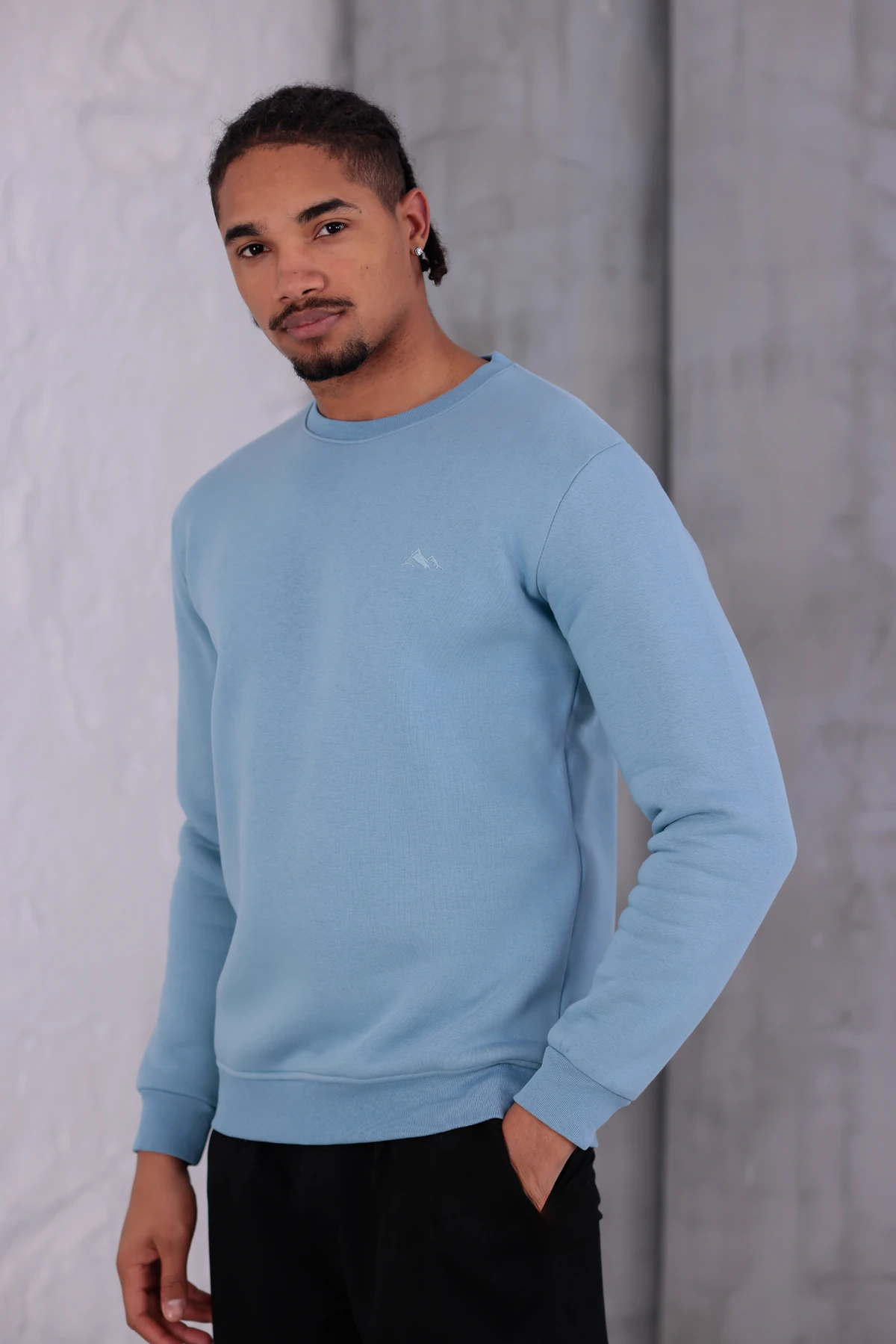 Sıfır4 Comfort Fit 3 İplik Şardonlu Sweatshirt gök yüzü mavisi