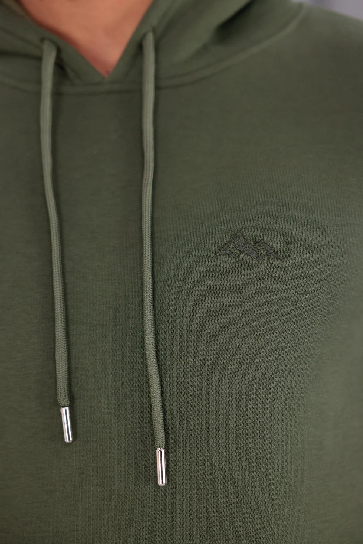 SIFIR4 3 İplik Şardonlu Kapüşonlu Sweatshirt Haki Yeşili