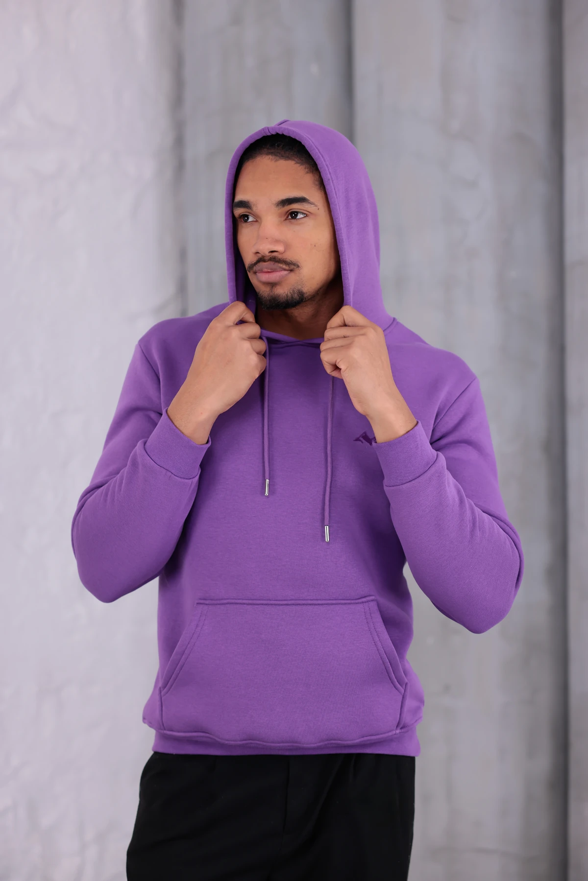 SIFIR4 3 İplik Şardonlu Kapüşonlu Sweatshirt Mor