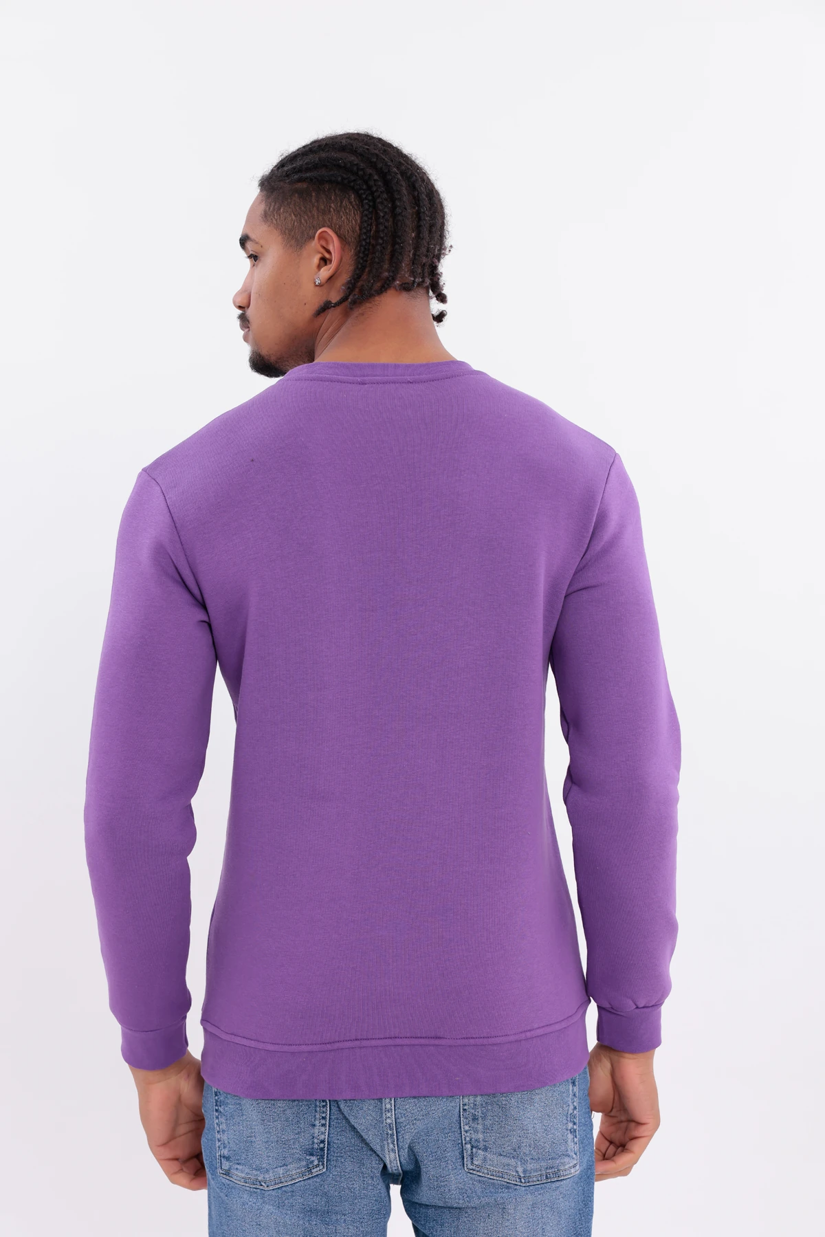 Sıfır4 Comfort Fit 3 İplik Şardonlu Sweatshirt Mor