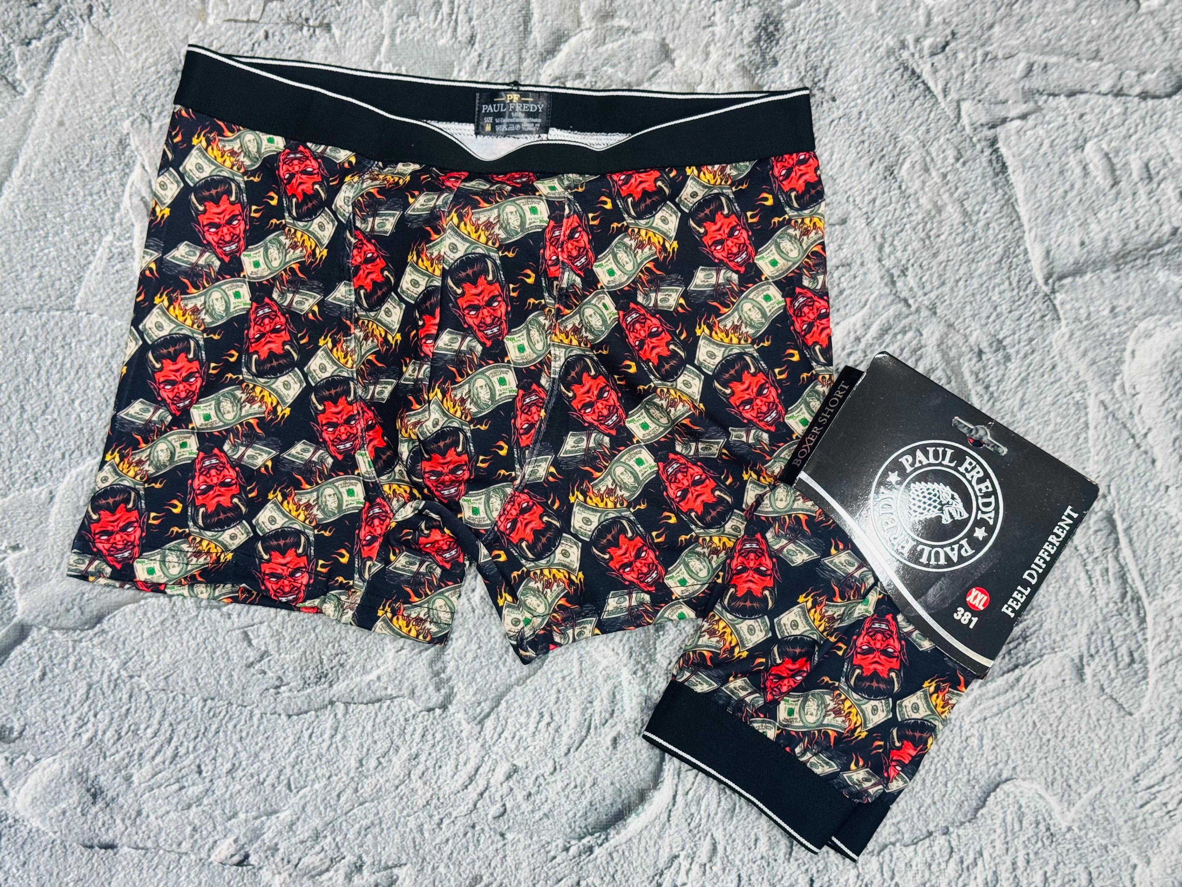 Boxer Siyah Devil Dolar Desenli