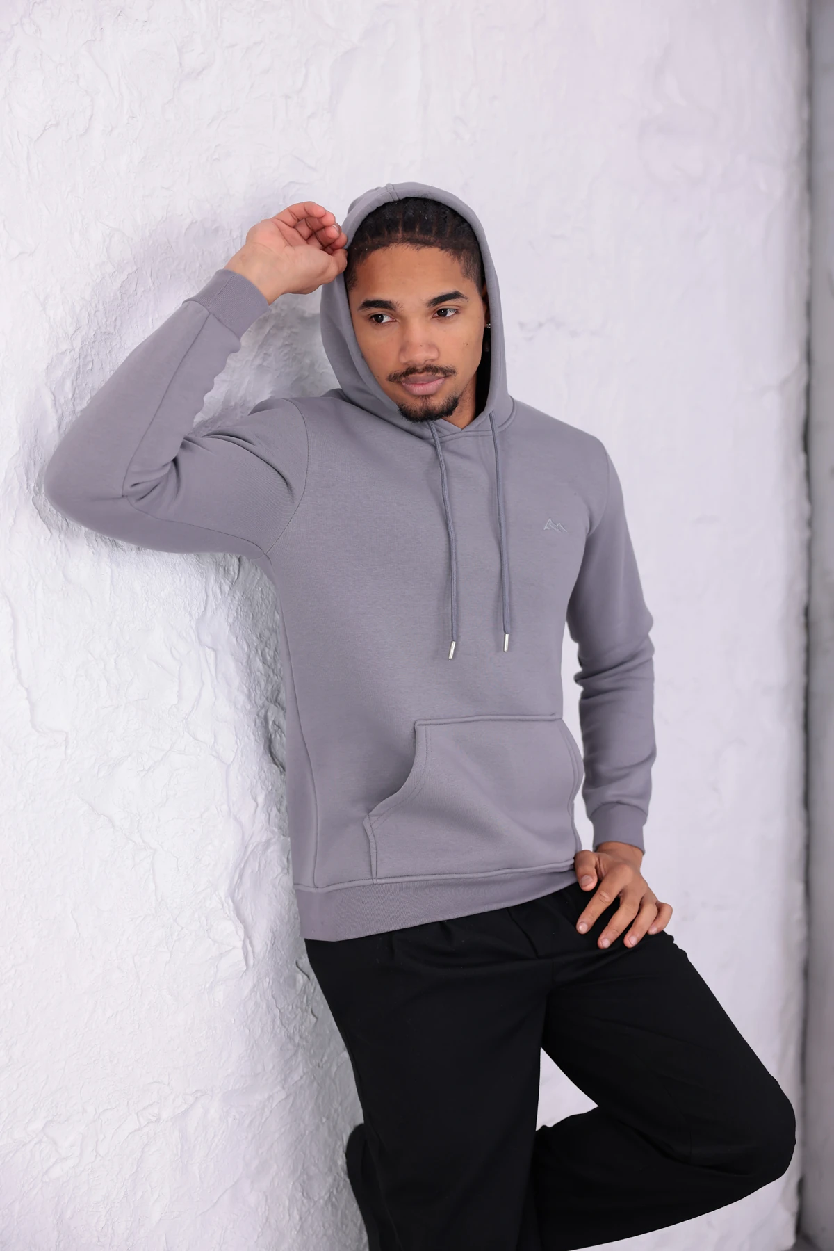 SIFIR4 3 İplik Şardonlu Kapüşonlu Sweatshirt Koyu Gri