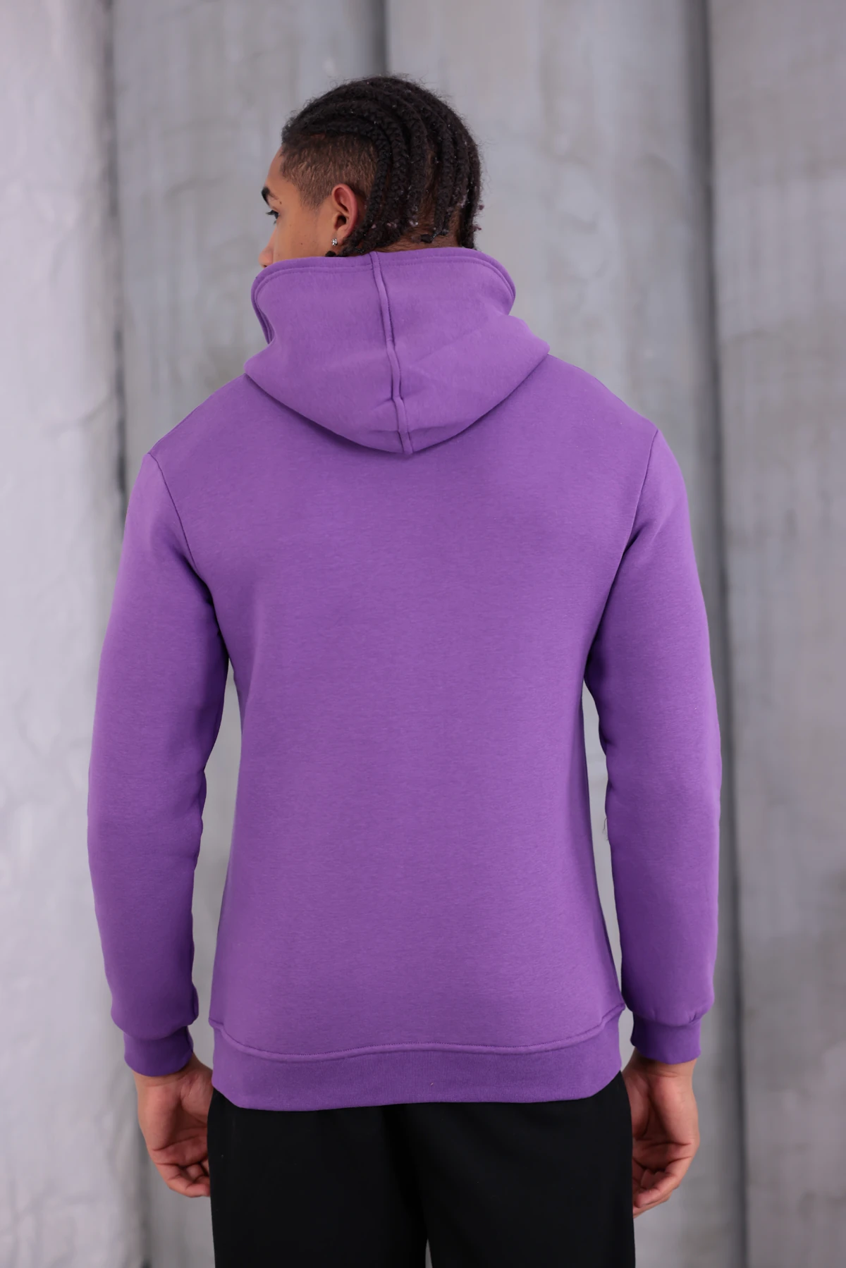 SIFIR4 3 İplik Şardonlu Kapüşonlu Sweatshirt Mor