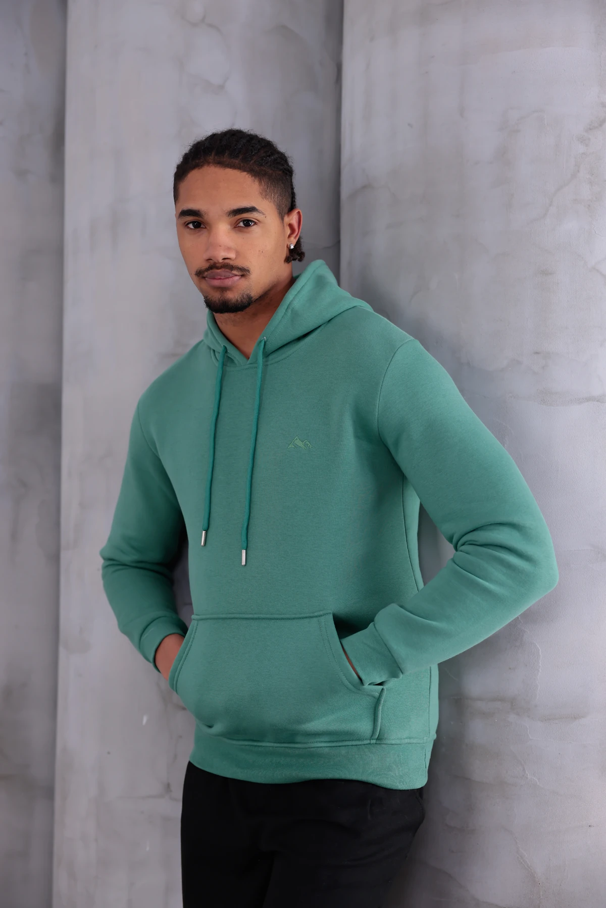 SIFIR4 3 İplik Şardonlu Kapüşonlu Sweatshirt Yeşil