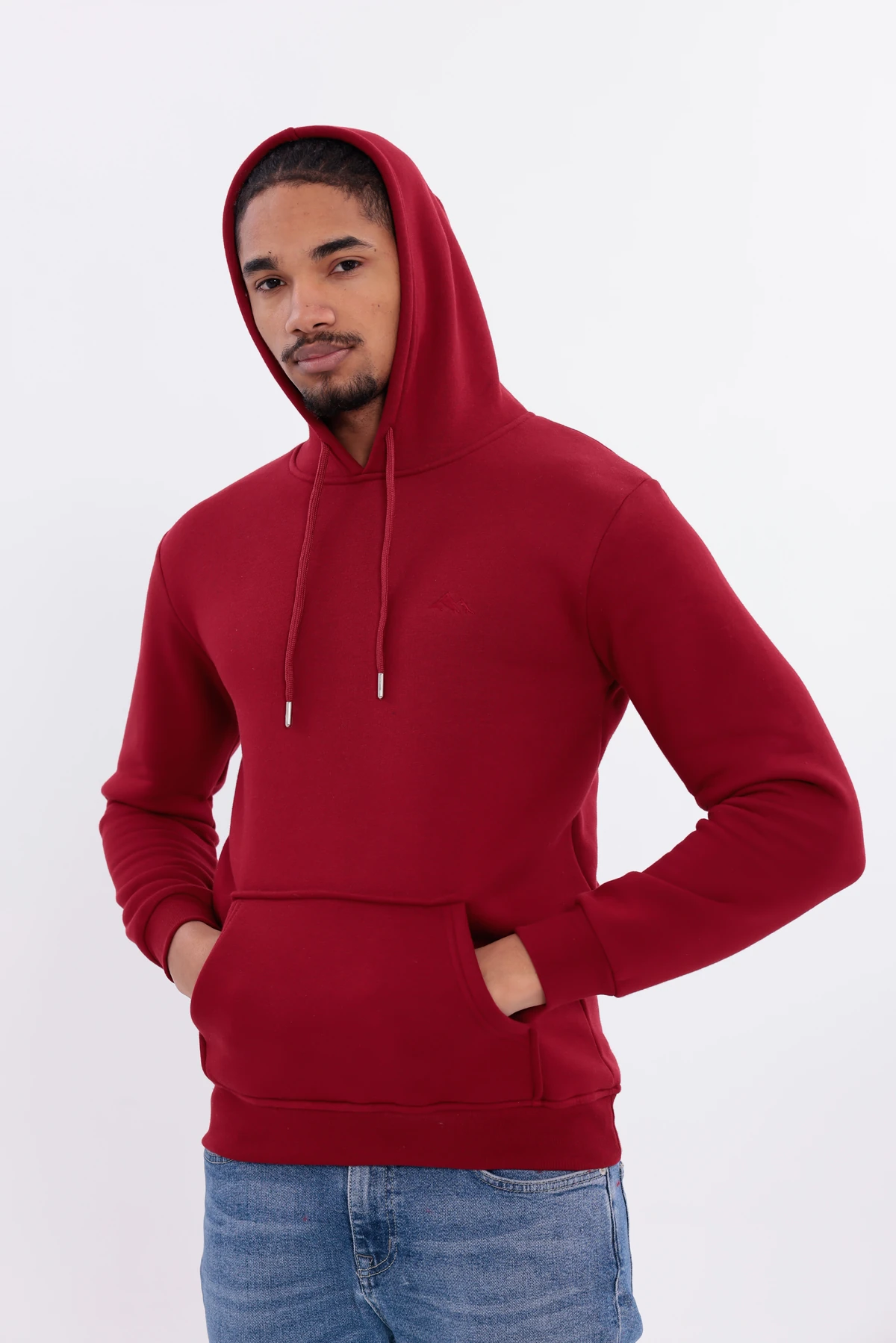 SIFIR4 3 İplik Şardonlu Kapüşonlu Sweatshirt Bordo