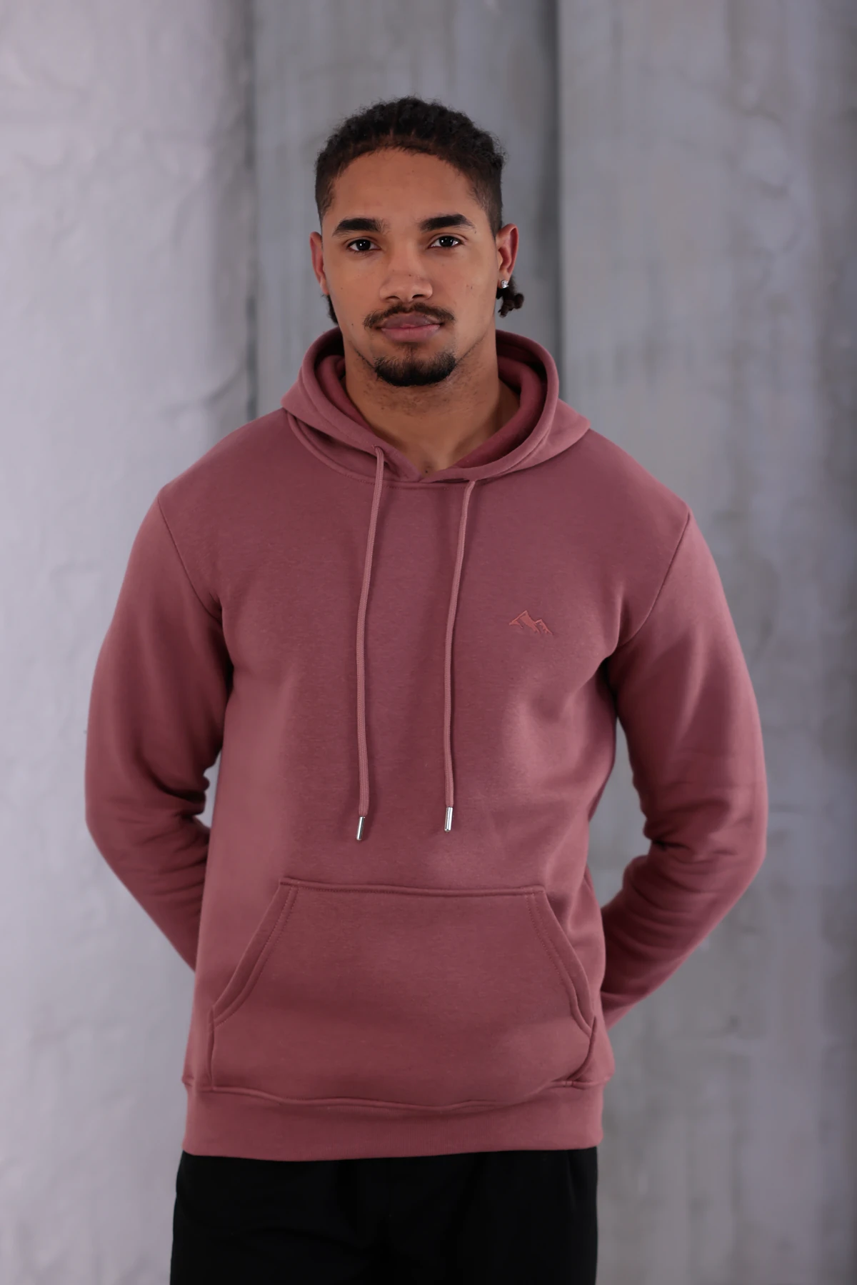 SIFIR4 3 İplik Şardonlu Kapüşonlu Sweatshirt Gül Kurusu