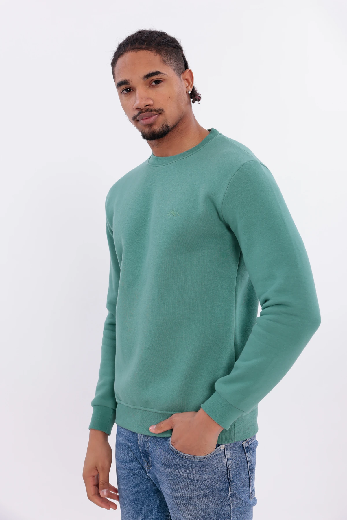 Sıfır4 Comfort Fit 3 İplik Şardonlu Sweatshirt  yeşil
