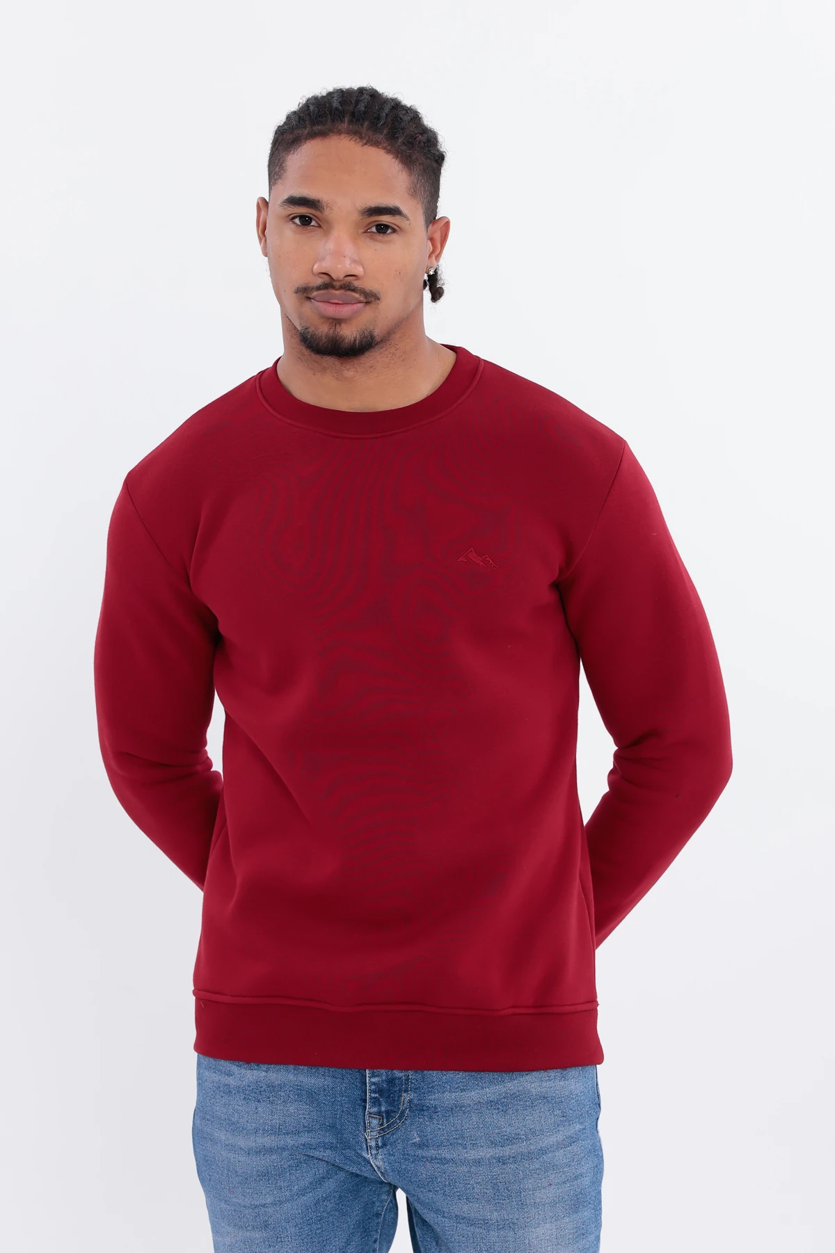 Sıfır4 Comfort Fit 3 İplik Şardonlu Sweatshirt  bordo