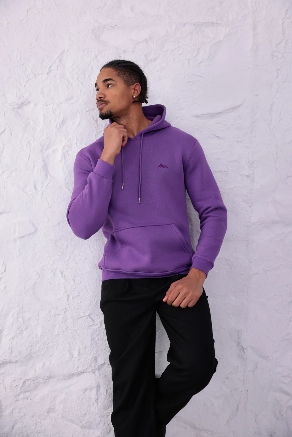 SIFIR4 3 İplik Şardonlu Kapüşonlu Sweatshirt Mor