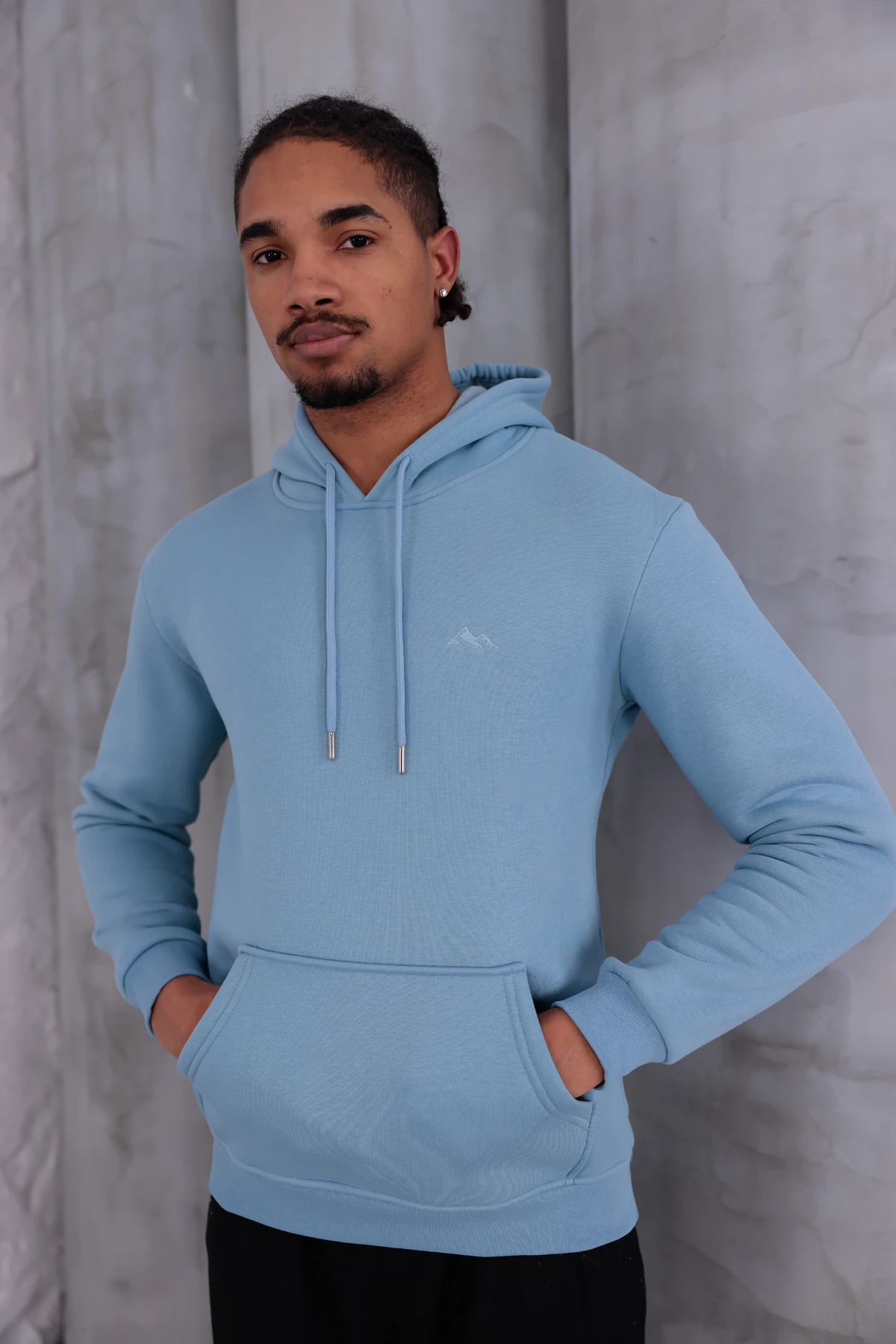 SIFIR4 3 İplik Şardonlu Kapüşonlu Sweatshirt Gökyüzü mavisi