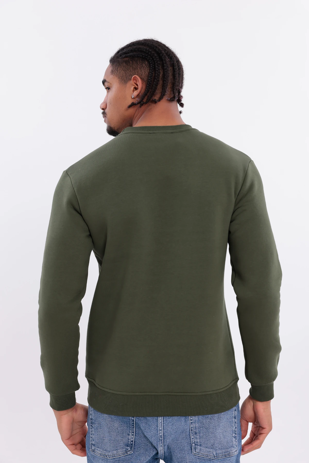 Sıfır4 Comfort Fit 3 İplik Şardonlu Sweatshirt -Haki