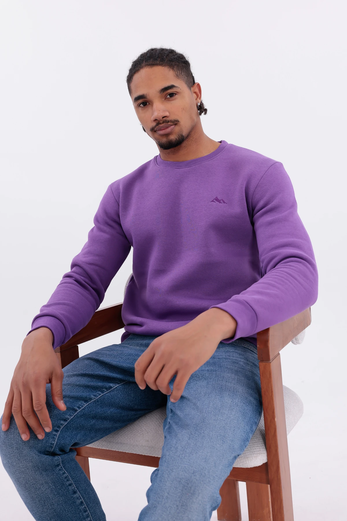 Sıfır4 Comfort Fit 3 İplik Şardonlu Sweatshirt Mor
