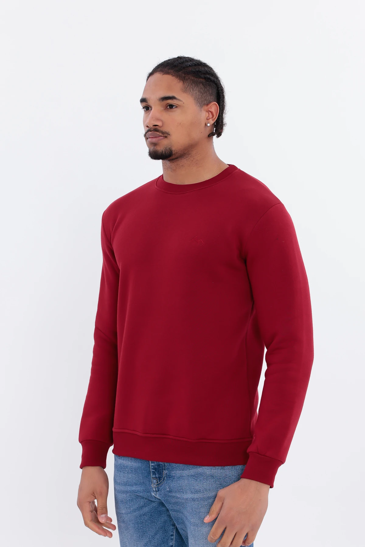 Sıfır4 Comfort Fit 3 İplik Şardonlu Sweatshirt  bordo