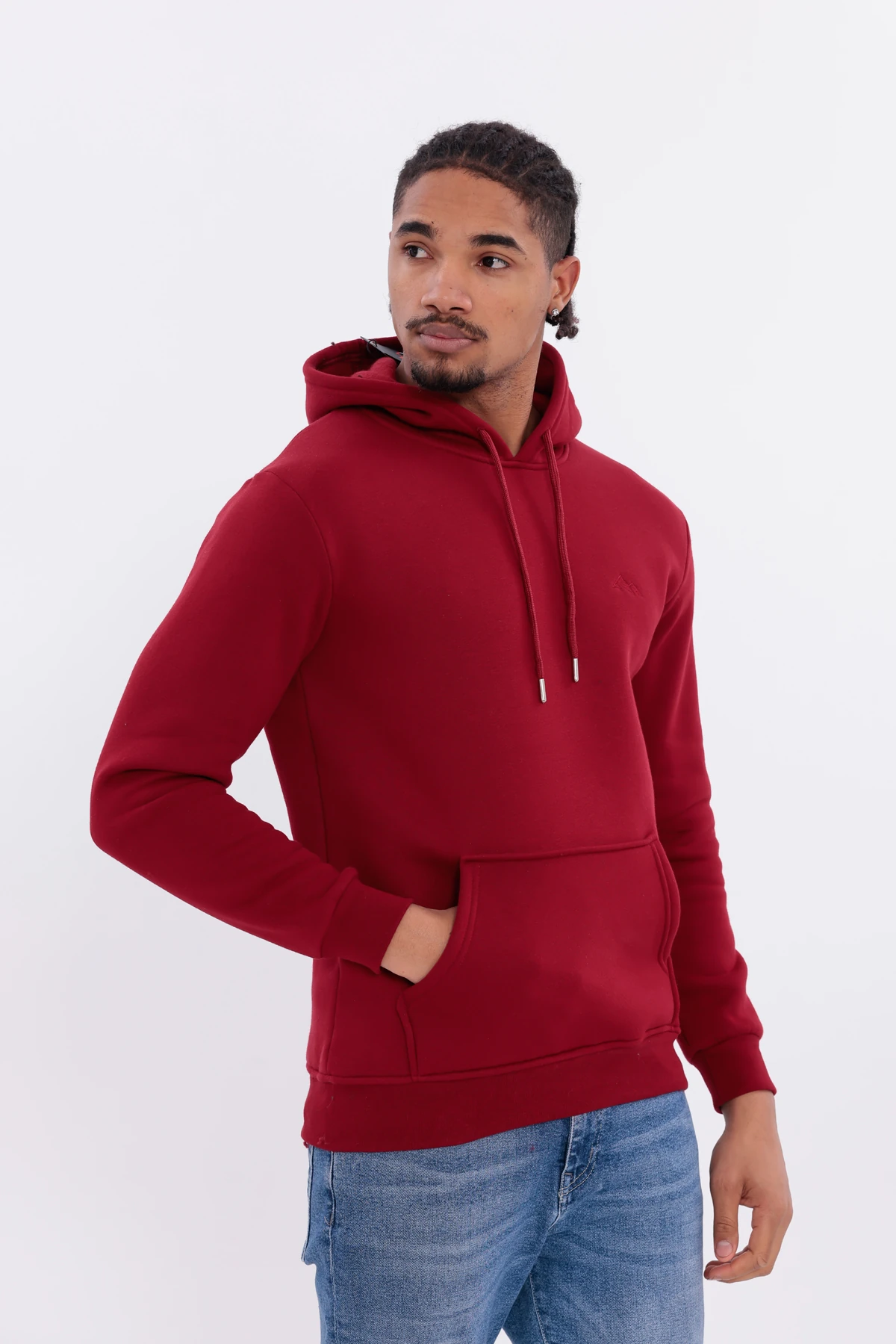 SIFIR4 3 İplik Şardonlu Kapüşonlu Sweatshirt Bordo