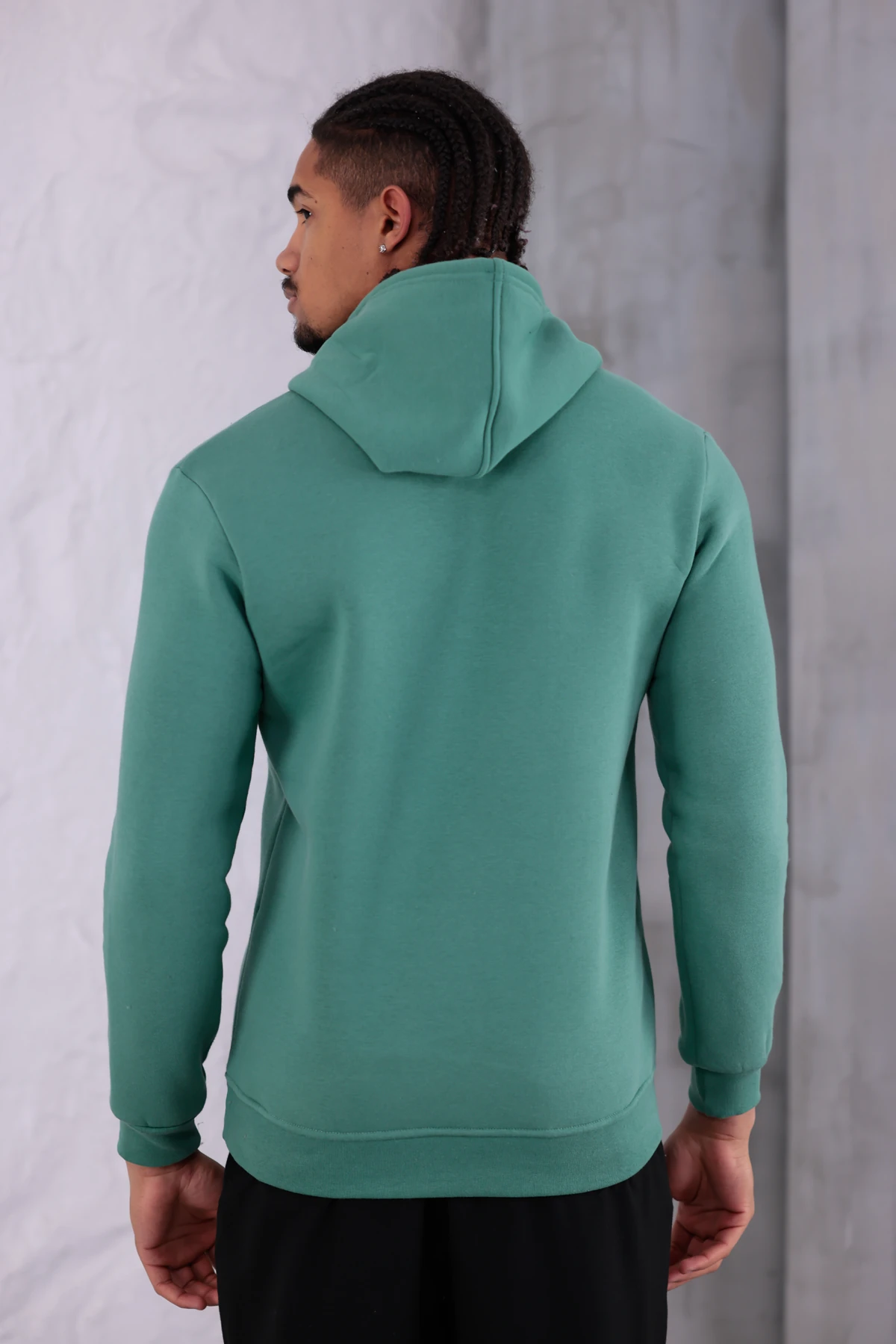 SIFIR4 3 İplik Şardonlu Kapüşonlu Sweatshirt Yeşil