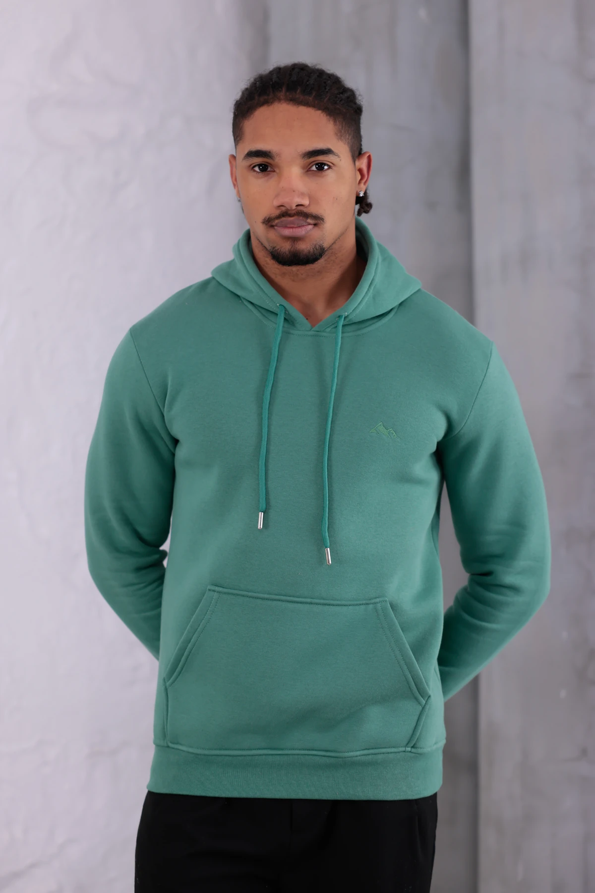 SIFIR4 3 İplik Şardonlu Kapüşonlu Sweatshirt Yeşil