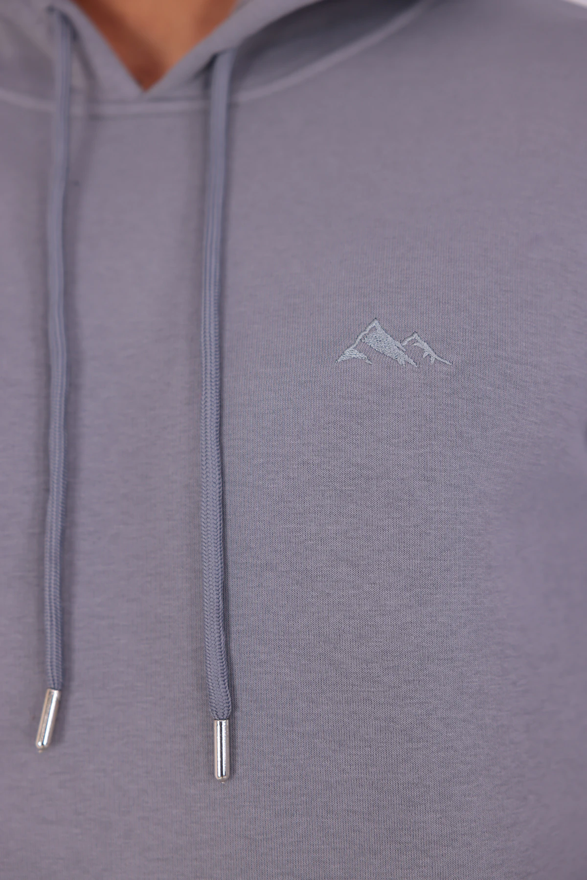 SIFIR4 3 İplik Şardonlu Kapüşonlu Sweatshirt Koyu Gri