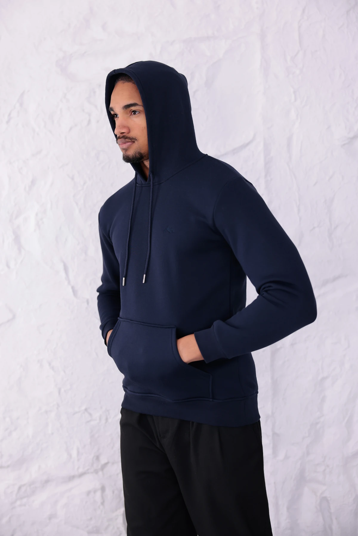 SIFIR4 3 İplik Şardonlu Kapüşonlu Sweatshirt Lacivert