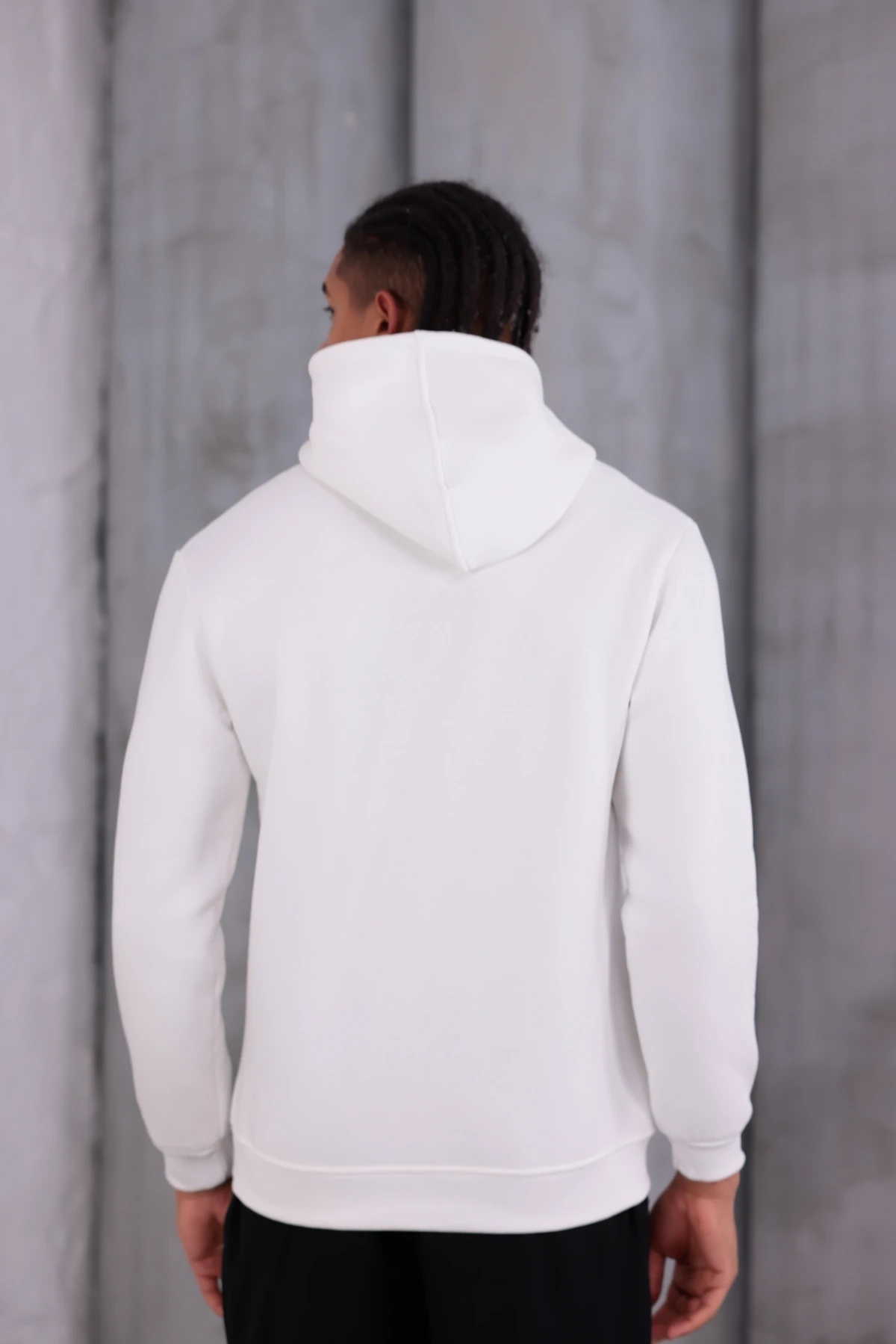 SIFIR4 3 İplik Şardonlu Kapüşonlu Sweatshirt Beyaz