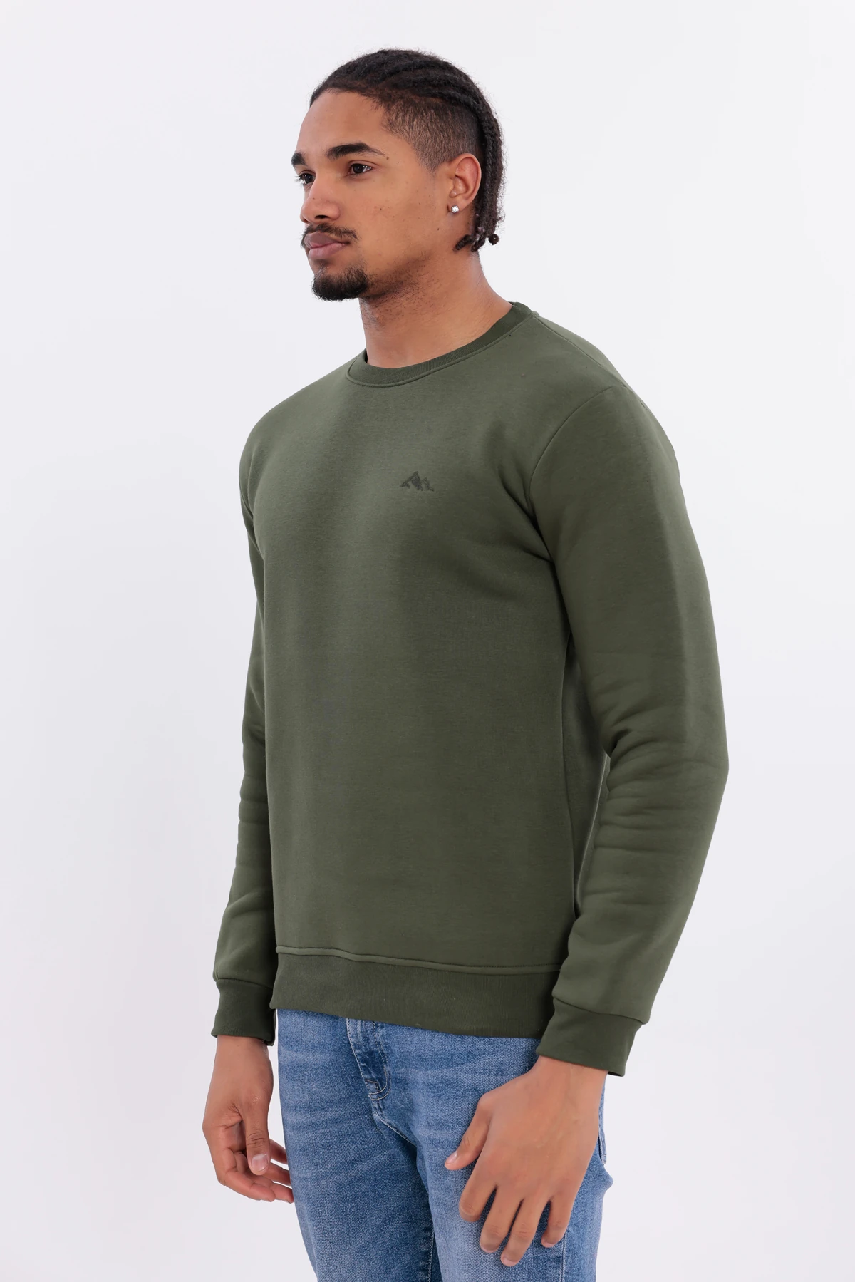 Sıfır4 Comfort Fit 3 İplik Şardonlu Sweatshirt -Haki