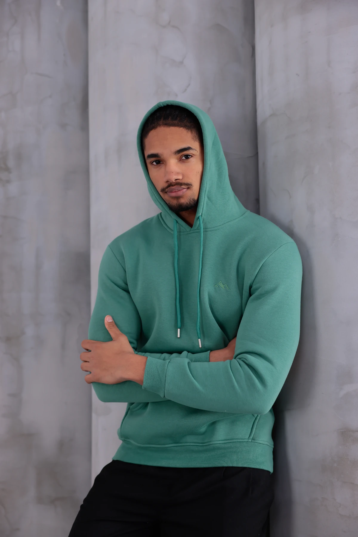 SIFIR4 3 İplik Şardonlu Kapüşonlu Sweatshirt Yeşil