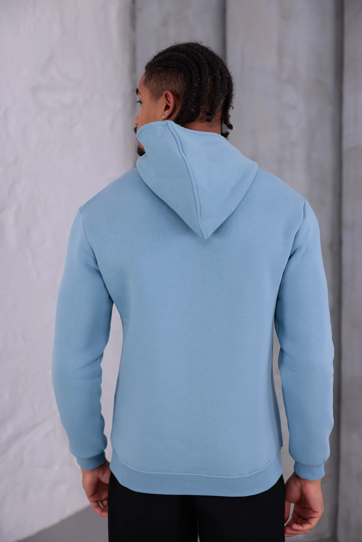 SIFIR4 3 İplik Şardonlu Kapüşonlu Sweatshirt Gökyüzü mavisi