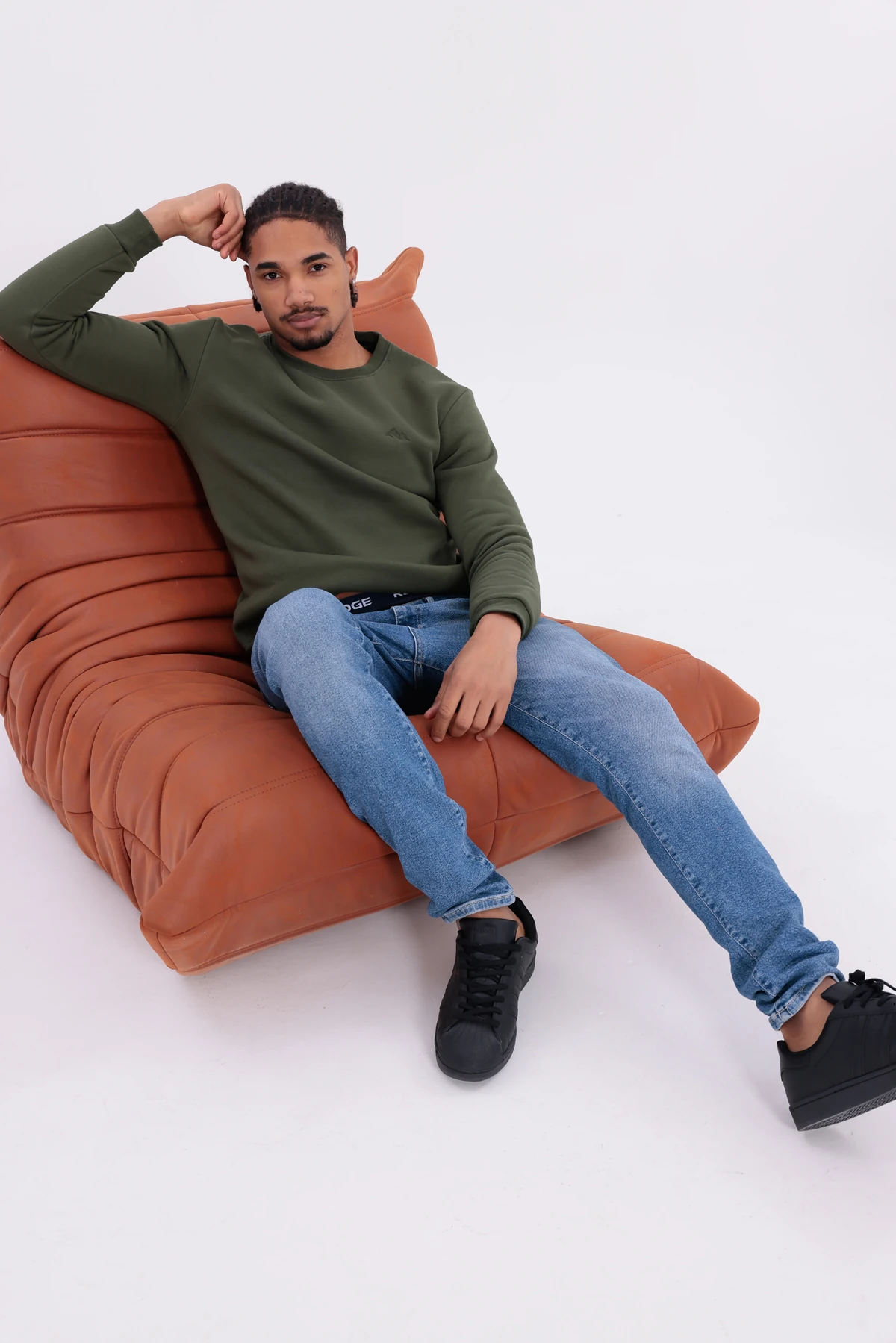 Sıfır4 Comfort Fit 3 İplik Şardonlu Sweatshirt -Haki