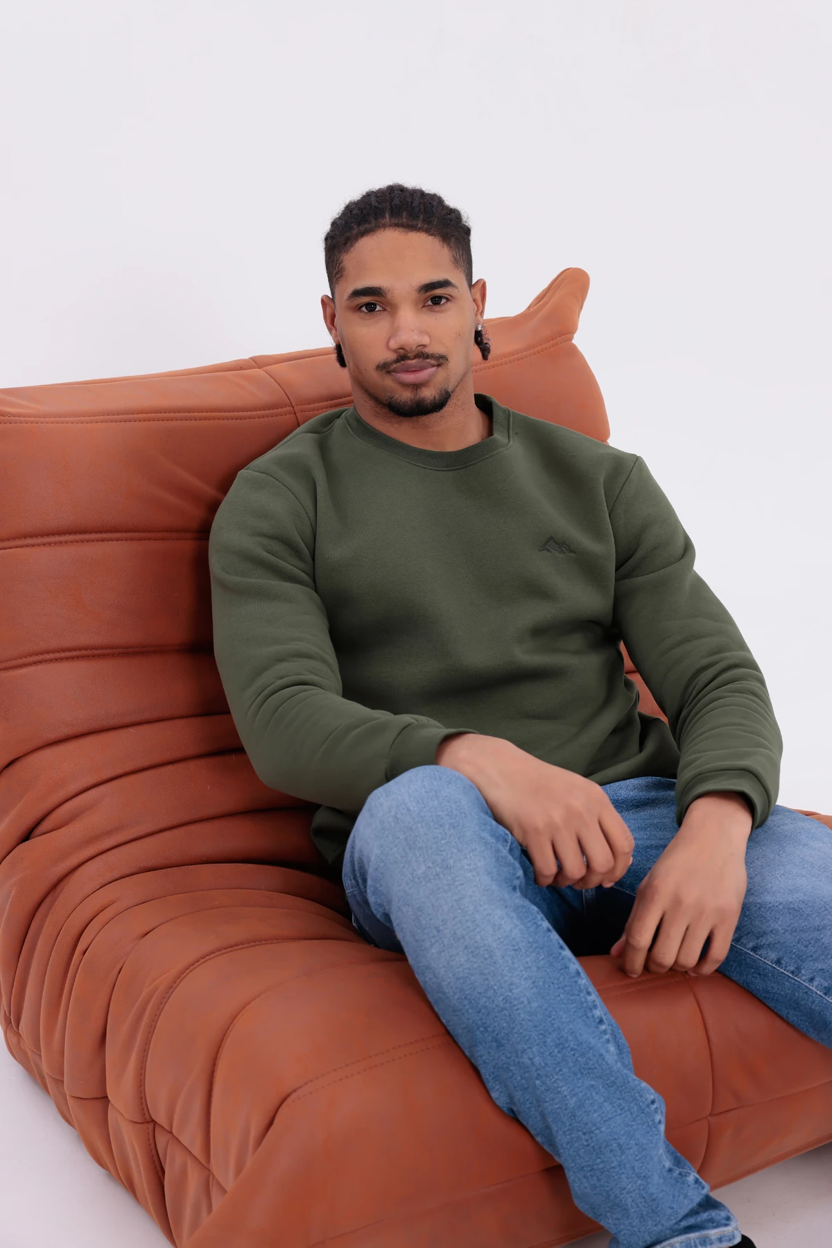 Sıfır4 Comfort Fit 3 İplik Şardonlu Sweatshirt -Haki