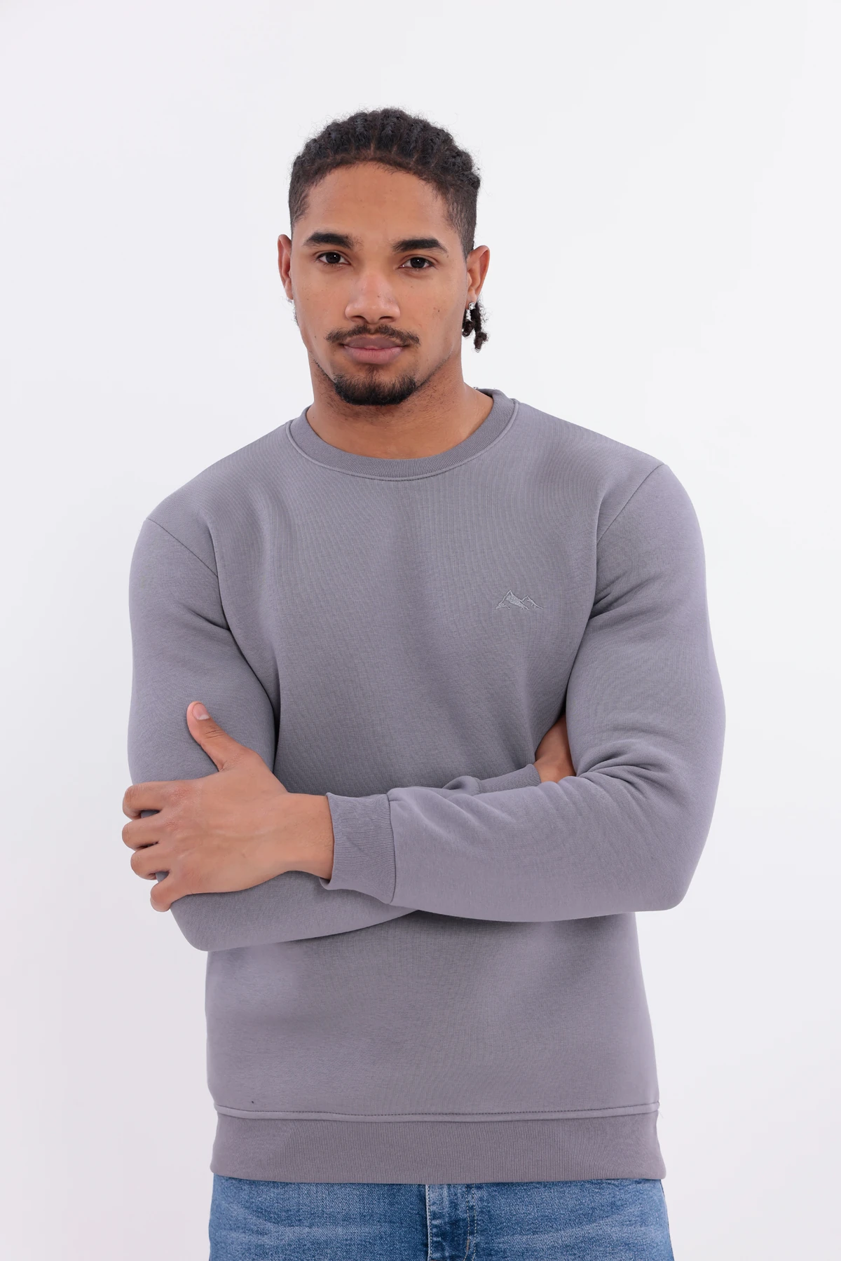 Sıfır4 Comfort Fit 3 İplik Şardonlu Sweatshirt  GRİ