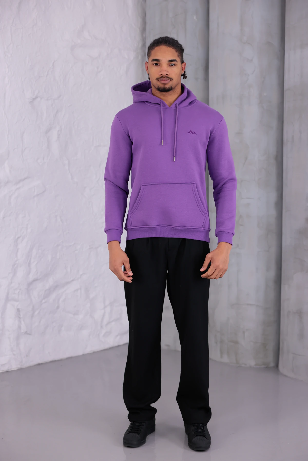 SIFIR4 3 İplik Şardonlu Kapüşonlu Sweatshirt Mor