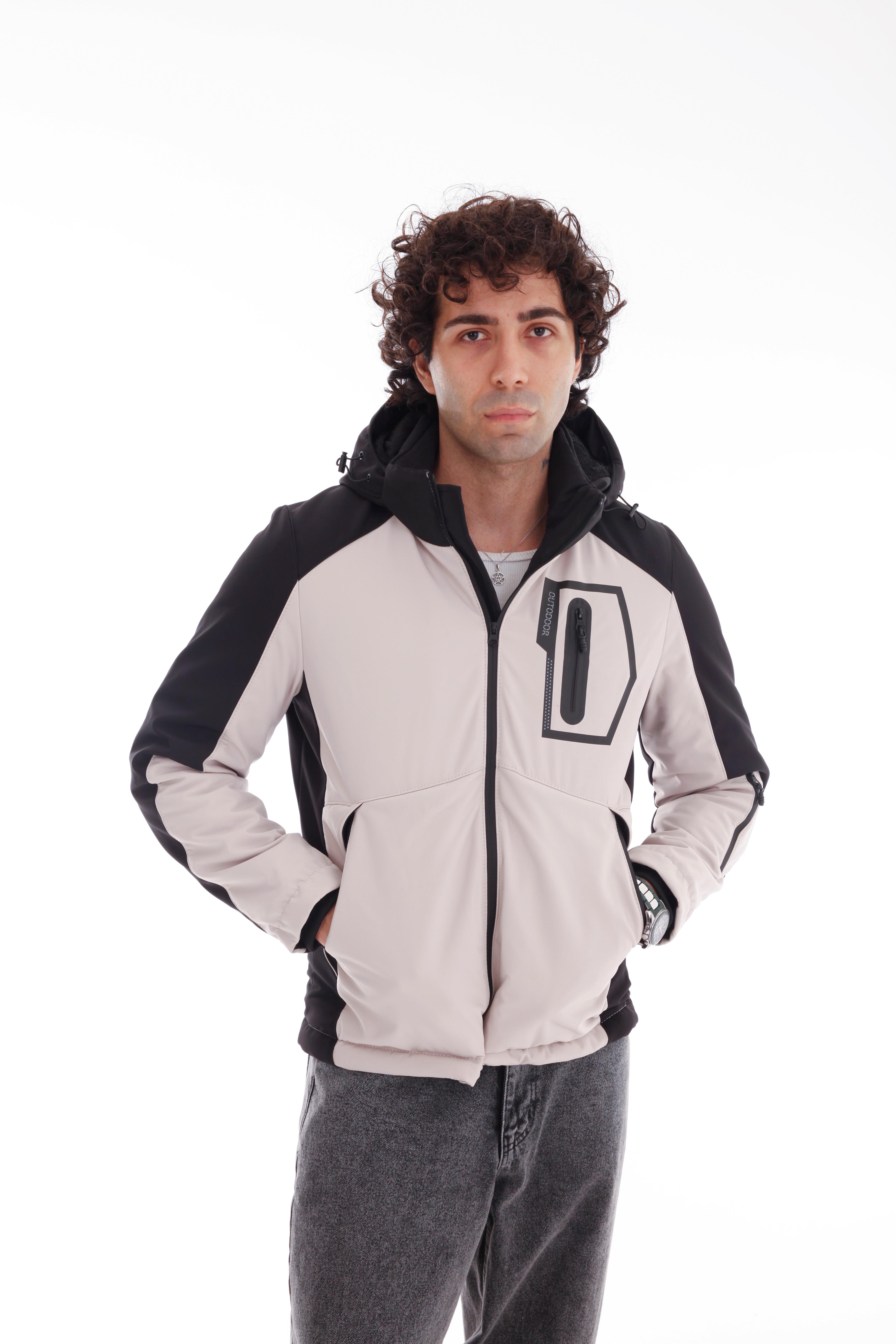 GVZ1028 Battal Beden Gavazzi Outdoor Kapitone İçi Kürklü Çift Renkli Softshell Mont